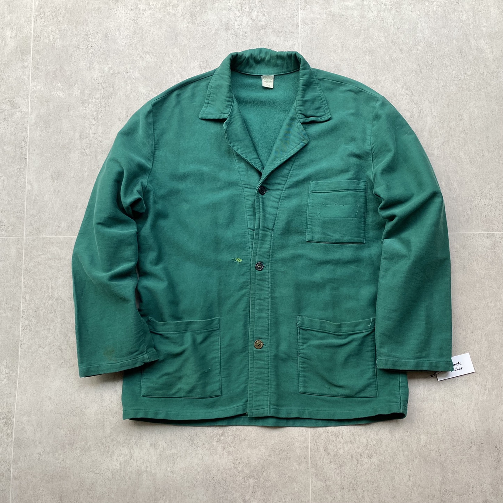 60&#039;s French Work Jacket Moleskin Green 105 Size - 체리피커