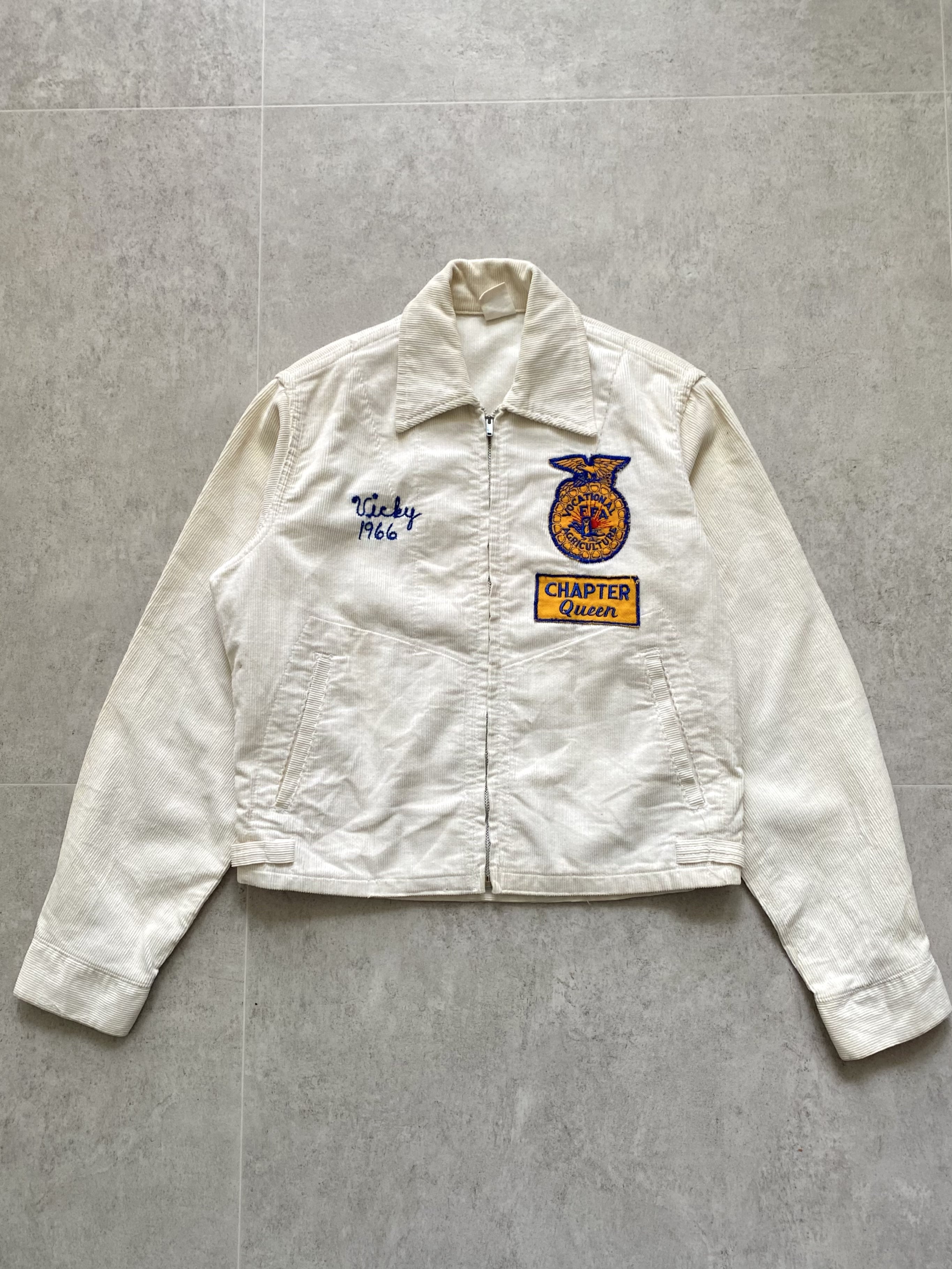 Super Rare 60&#039;s FFA White Corduroy Jacket ~55.5 for Women - 체리피커