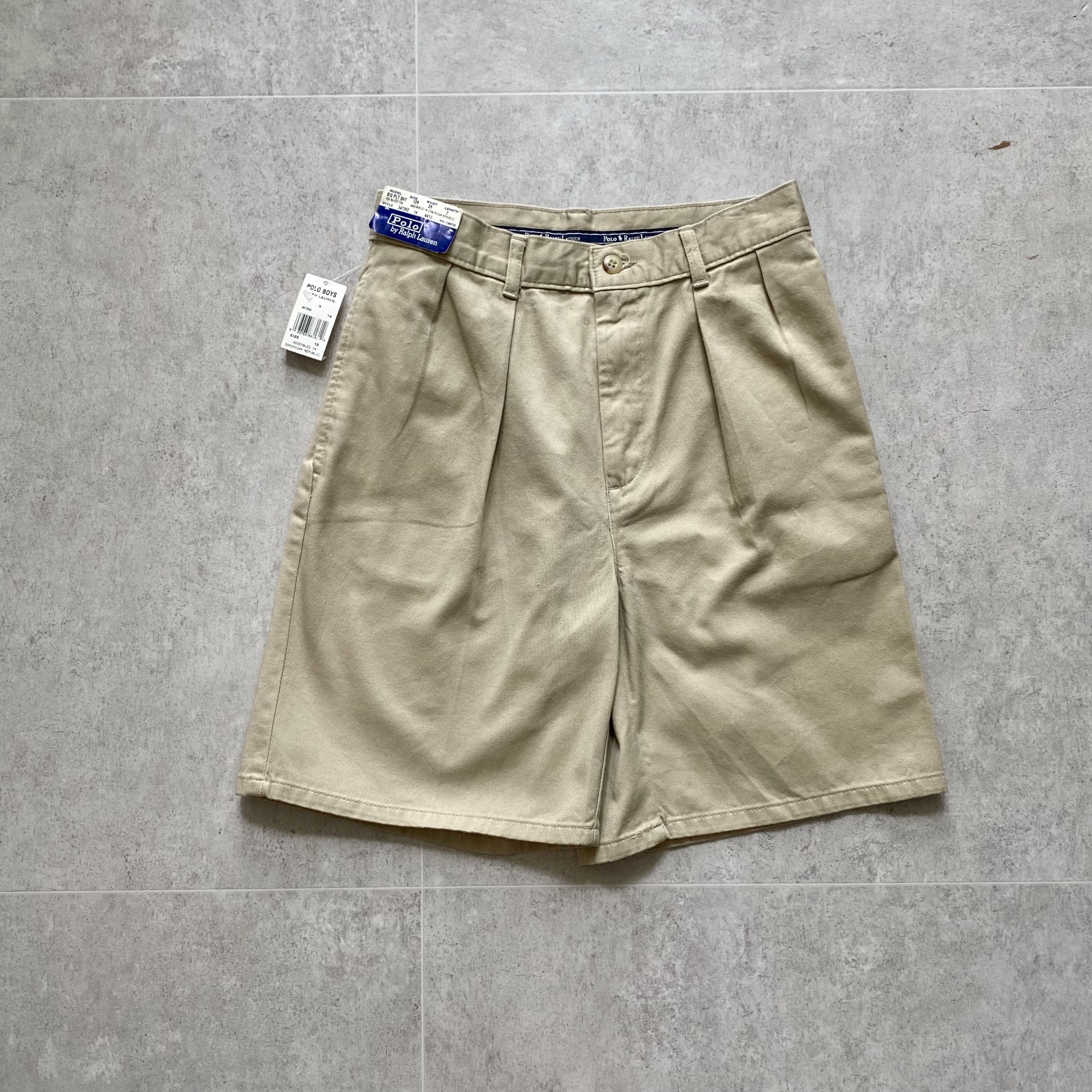 80&#039;s Polo Ralph Lauren Classic Khaki Cotton Shorts 26 Size Deadstock - 체리피커