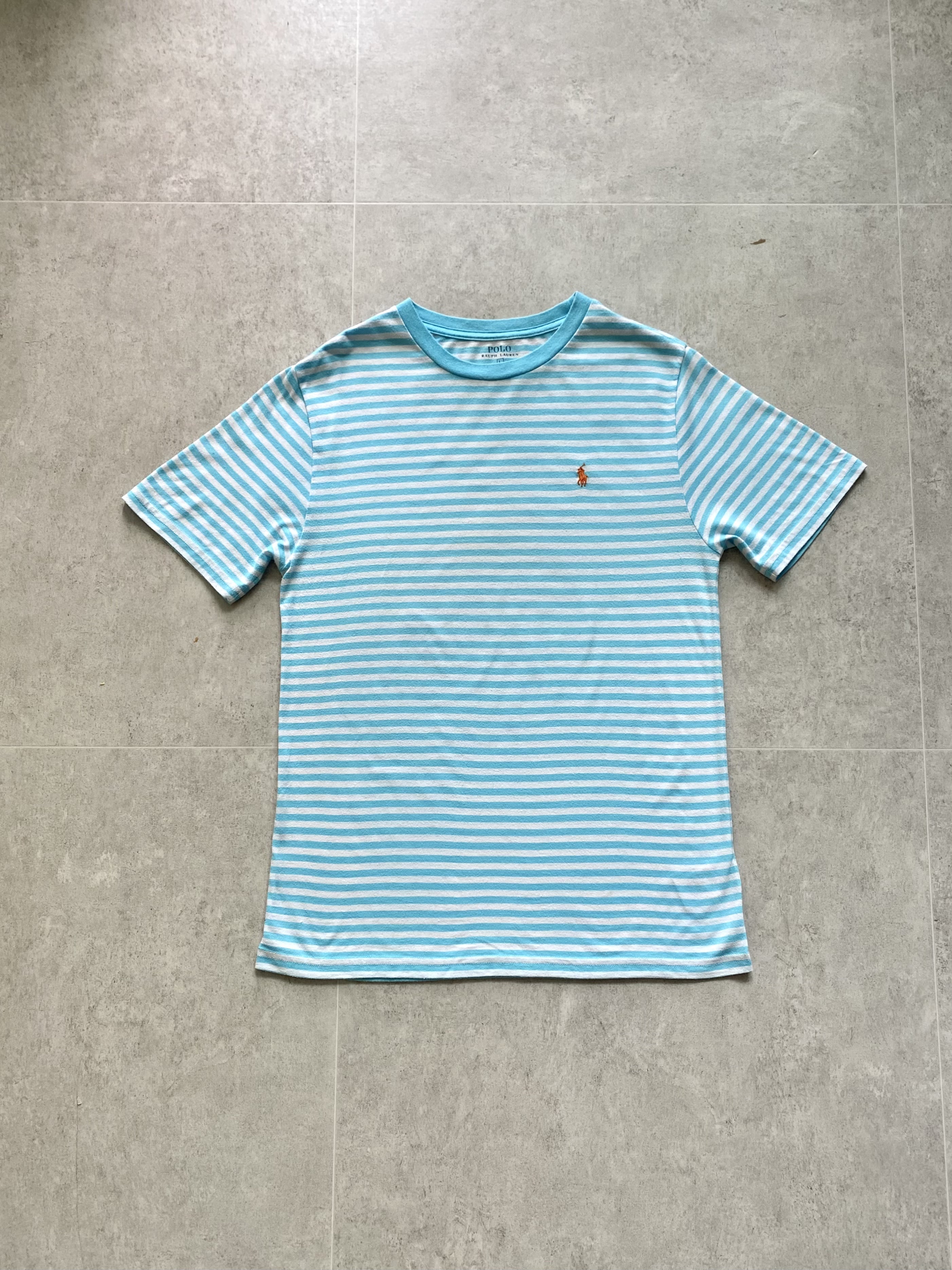 Polo Ralph Lauren Aqua Blue Striped T-Shirt L(95~100) - 체리피커