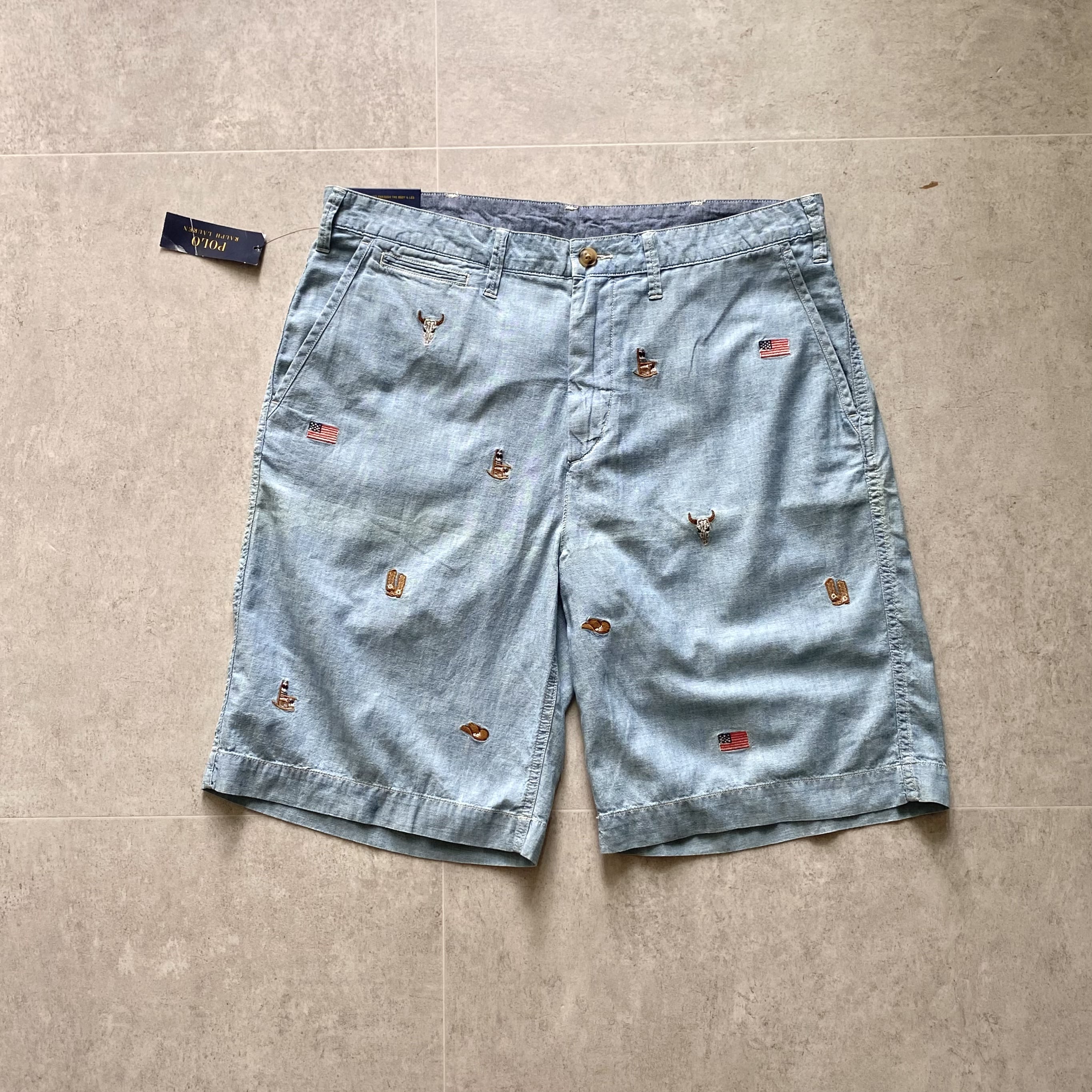 Polo Ralph Lauren Embroidered Chambray Shorts 36 Size - 체리피커
