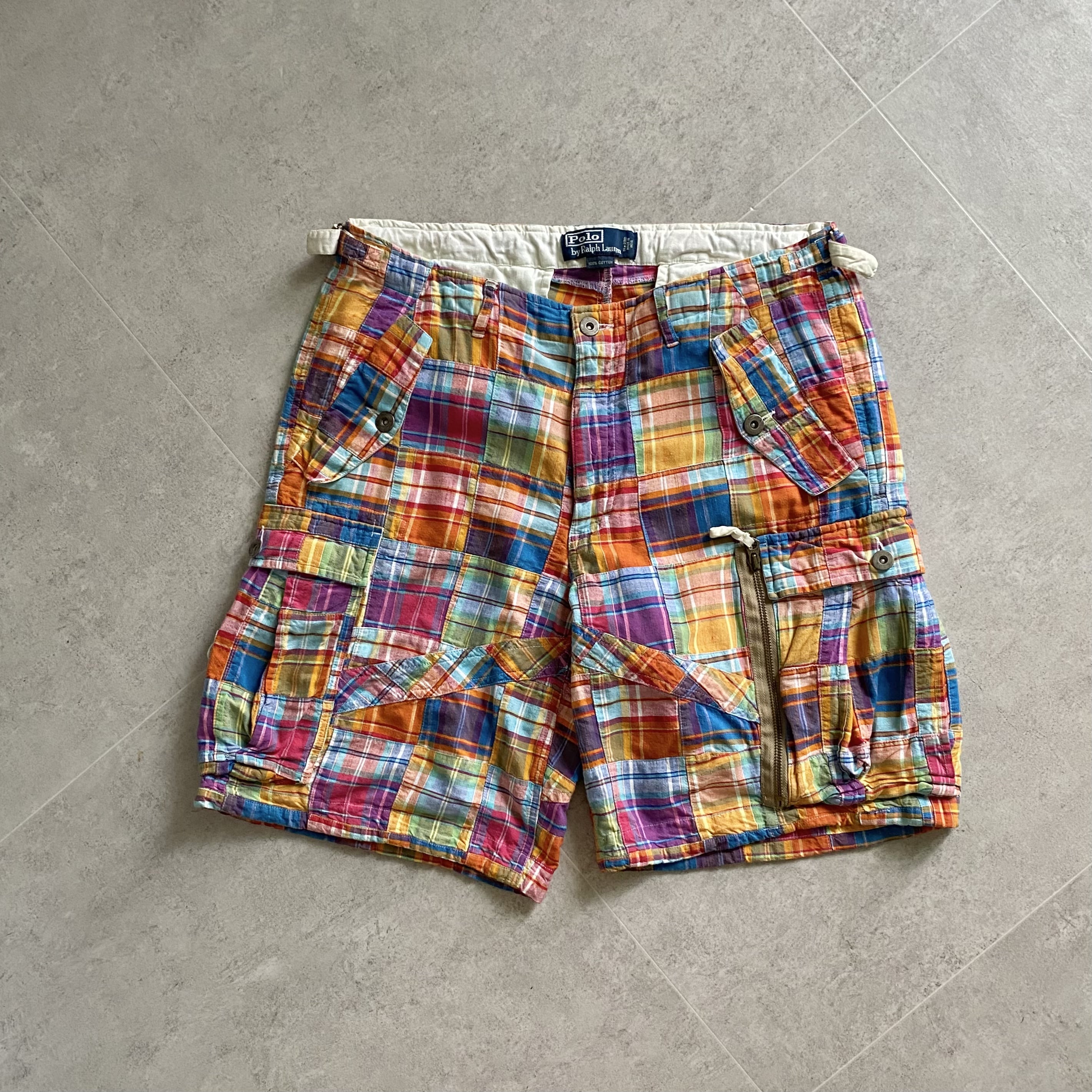 Polo Ralph Lauren Madras Check Patchwork Cargo Shorts 32~34 Size - 체리피커
