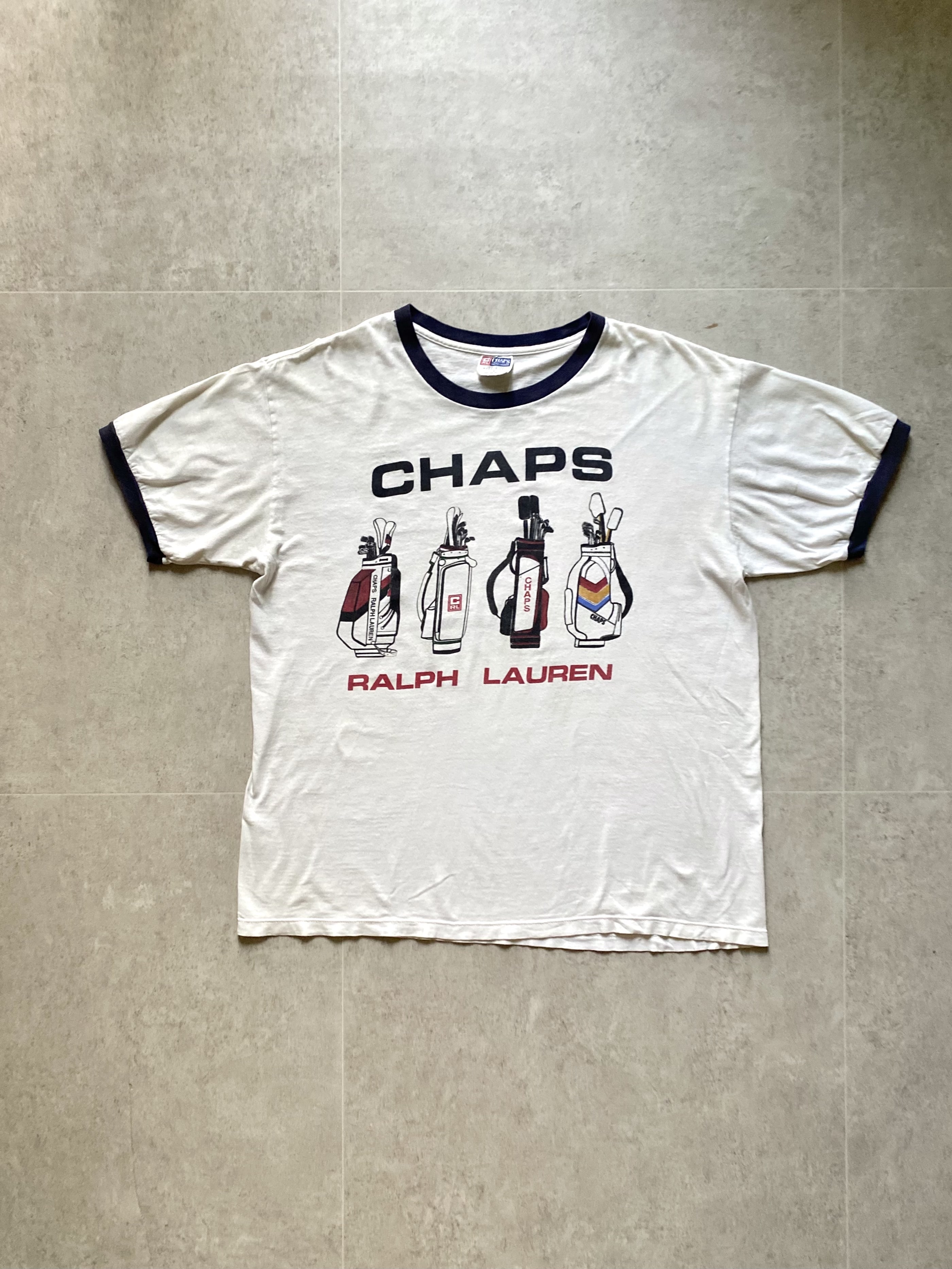 90&#039;s Chaps Ralph Lauren Golf Bag Ringer T-Shirt L(~105) Made In U.S.A. - 체리피커