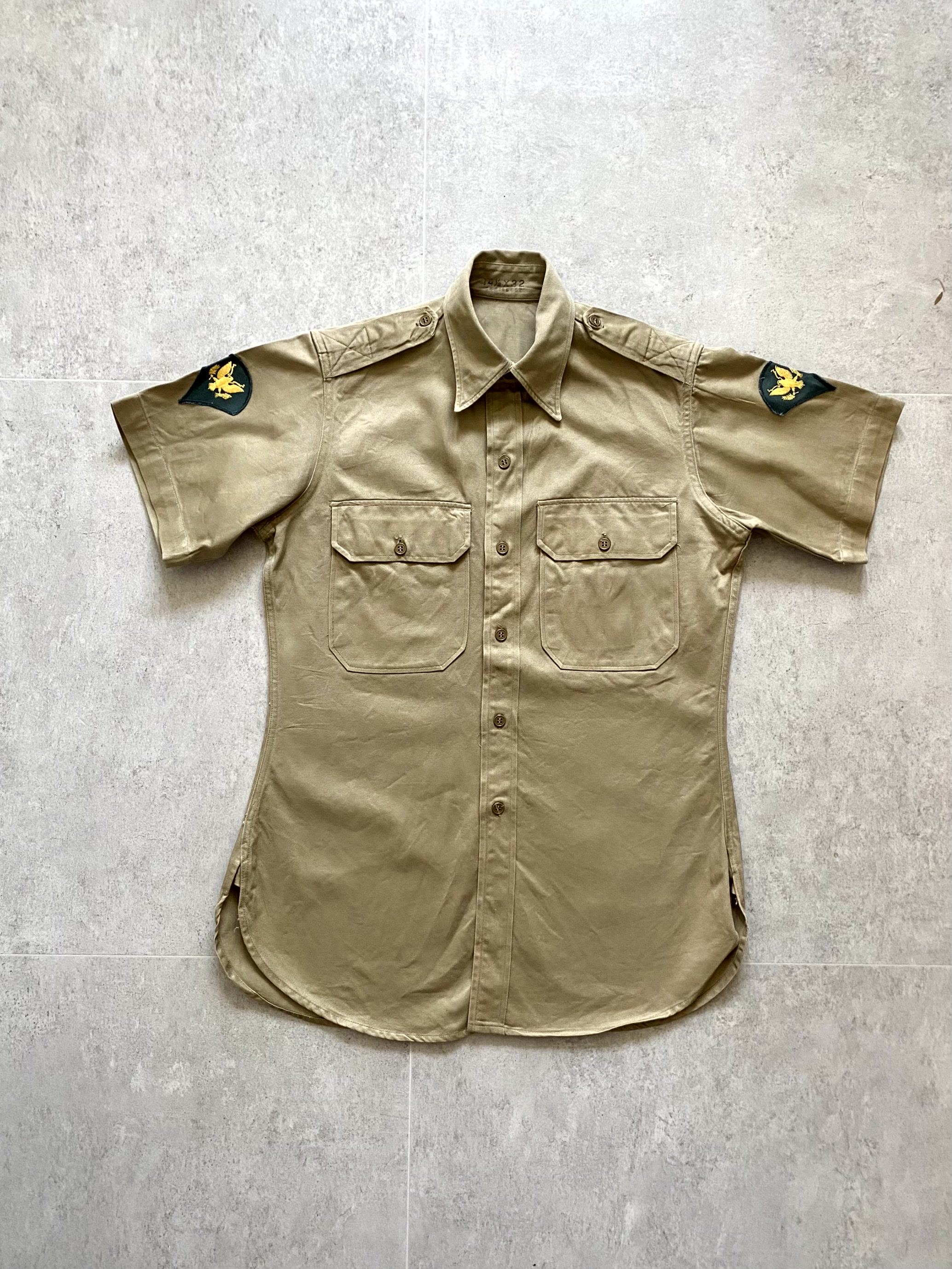 50&#039;s U.S Army Khaki Officer Shirt 14 1/2(95) - 체리피커