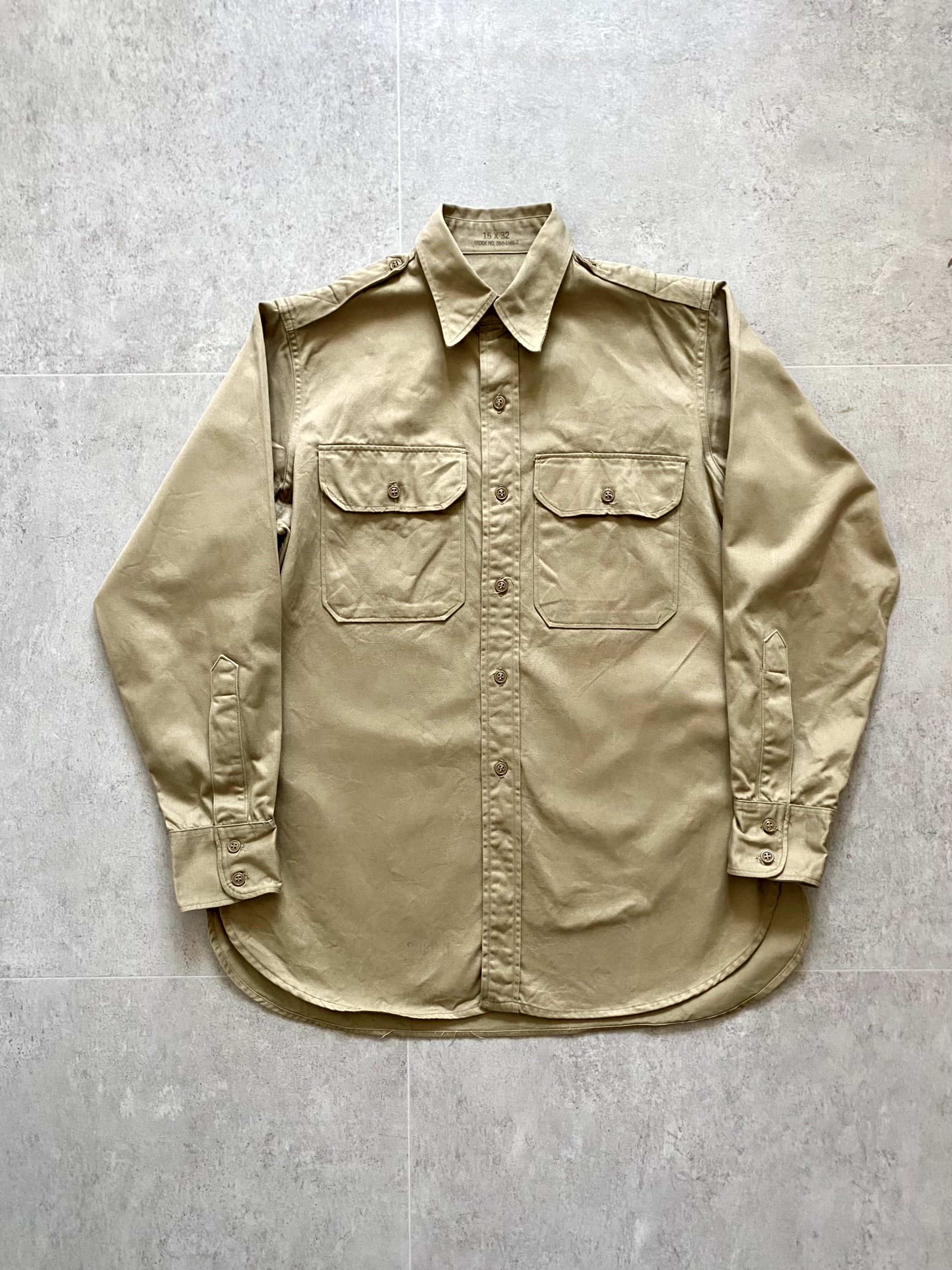 50&#039;s U.S Army Khaki Officer Shirt 15(100) - 체리피커