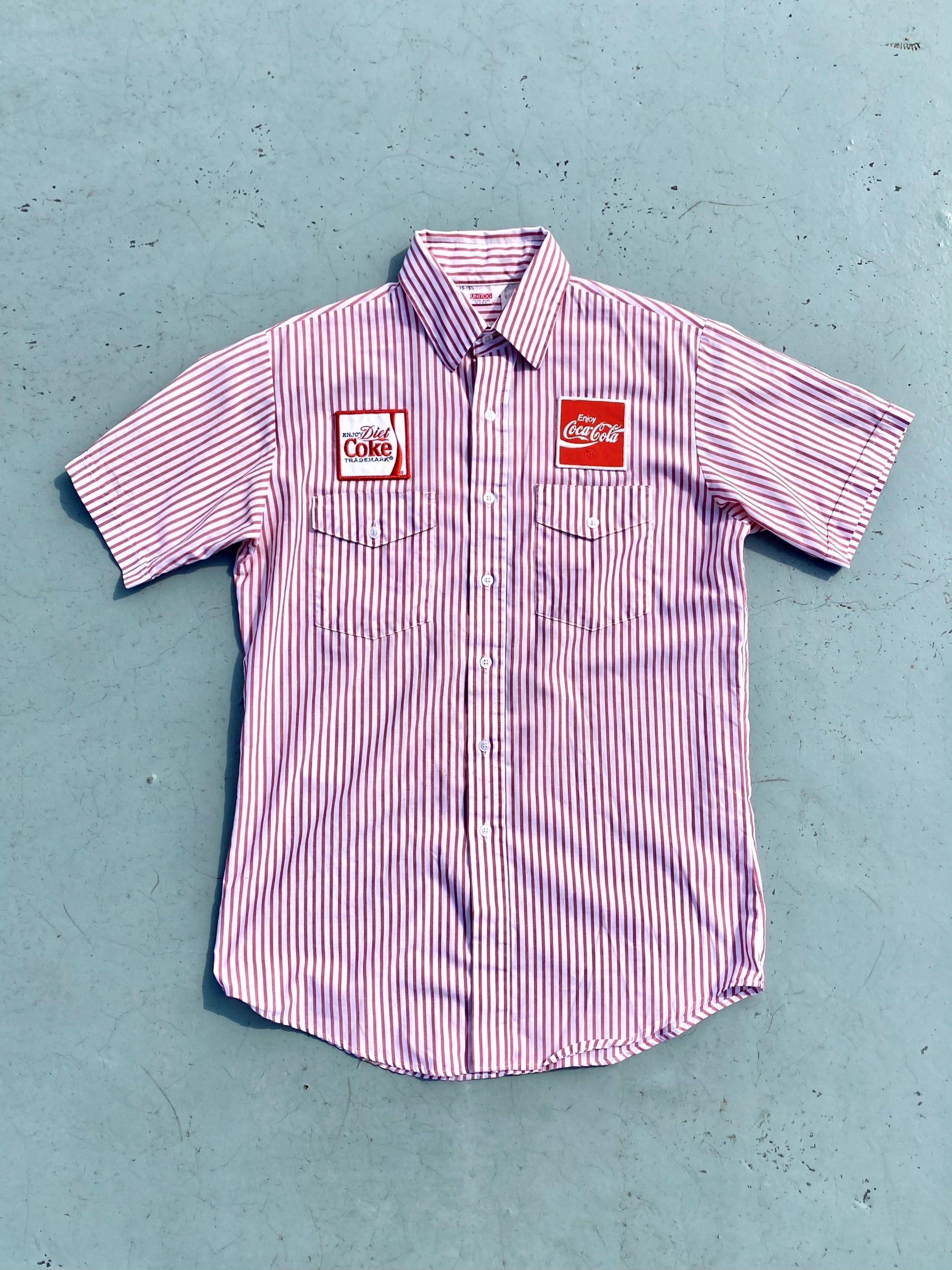 70&#039;s UNITOG Coca Cola Striped Uniform Shirt 100~105 Size - 체리피커