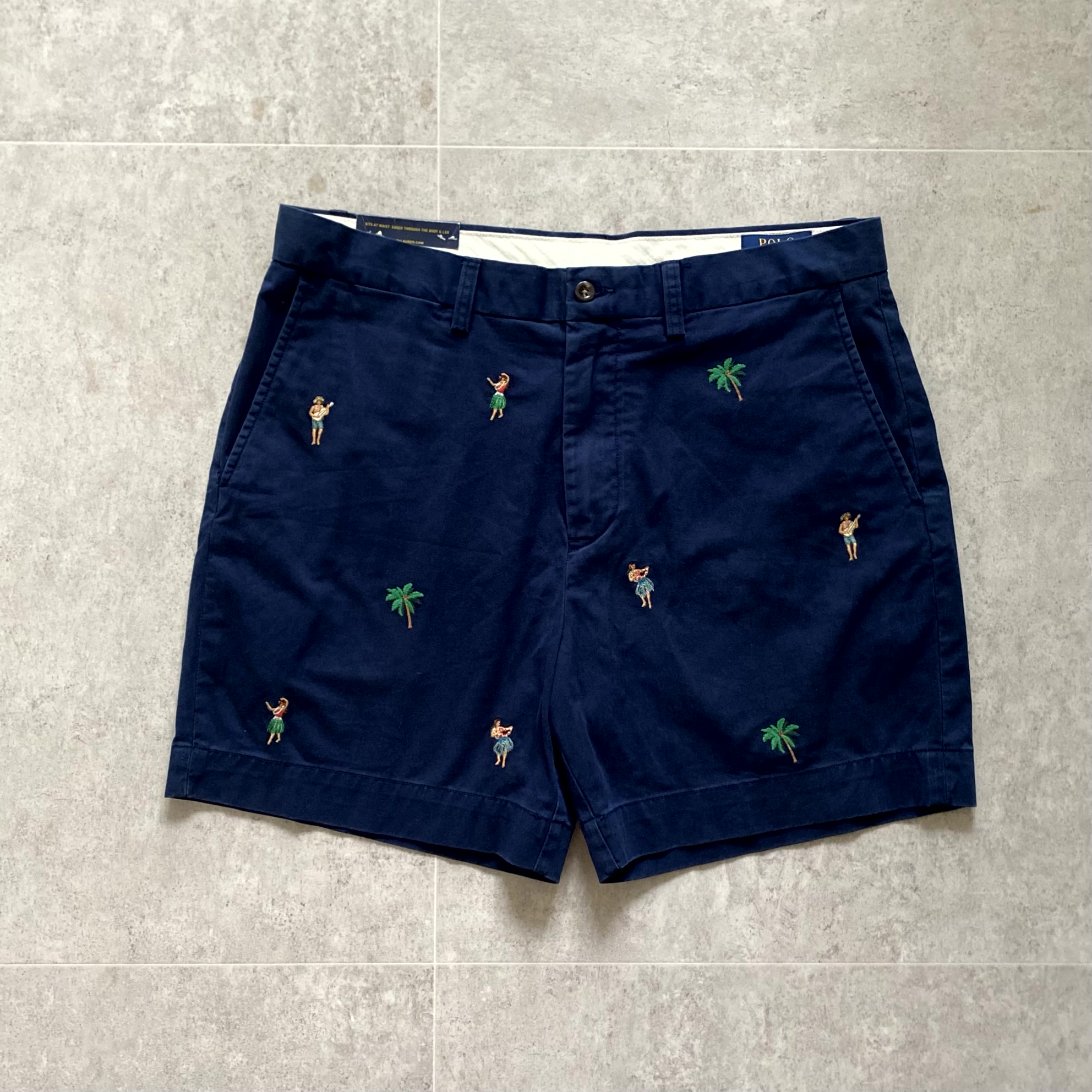 Polo Ralph Lauren Aloha Embroidered Navy Shorts 34~35 Size - 체리피커