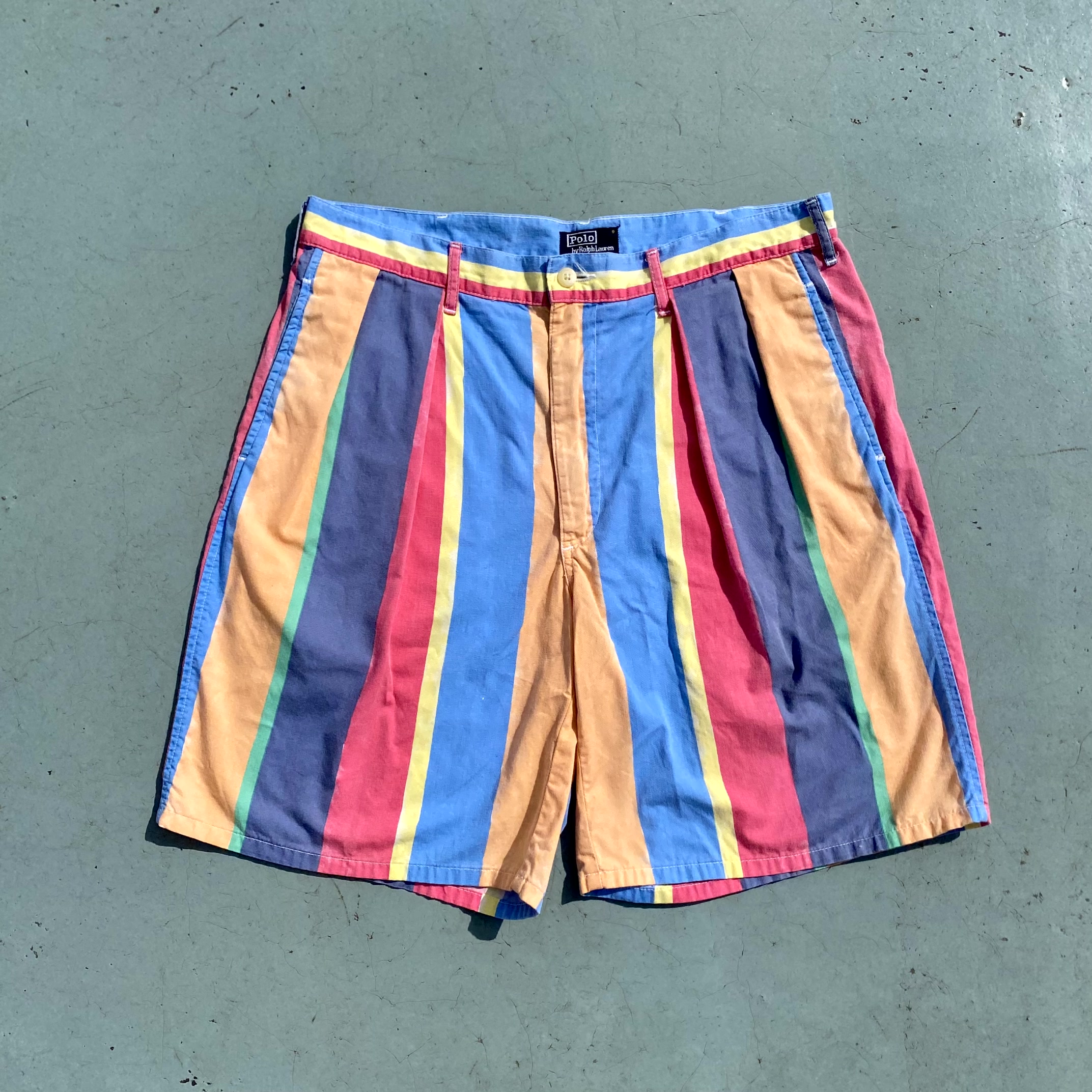 Rare 80&#039;s Polo Ralph Lauren Multi Color Block Shorts 33~34 Size - 체리피커