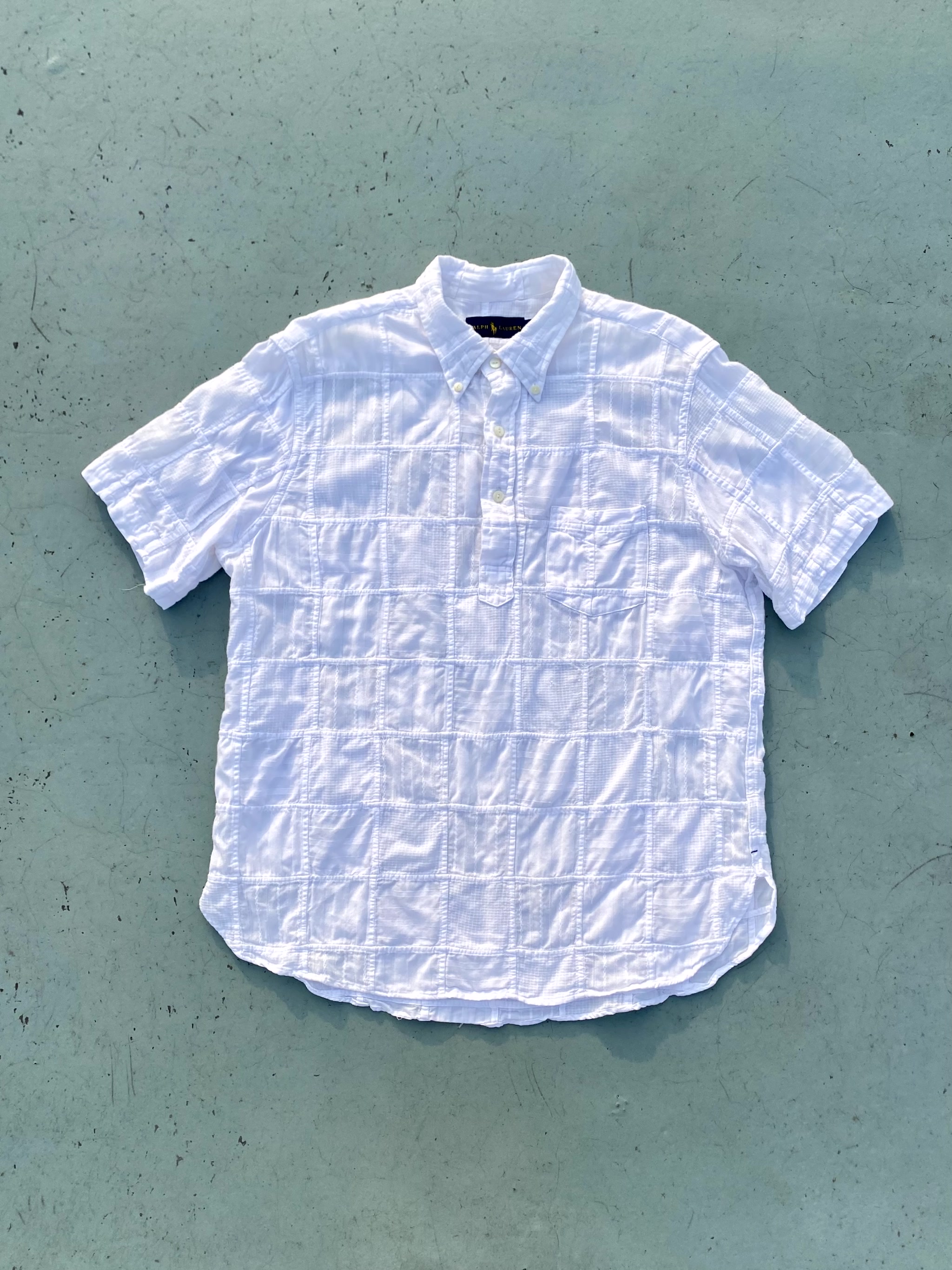 Polo Ralph Lauren White Patchwork Henley Neck Shirt L(100~105) - 체리피커