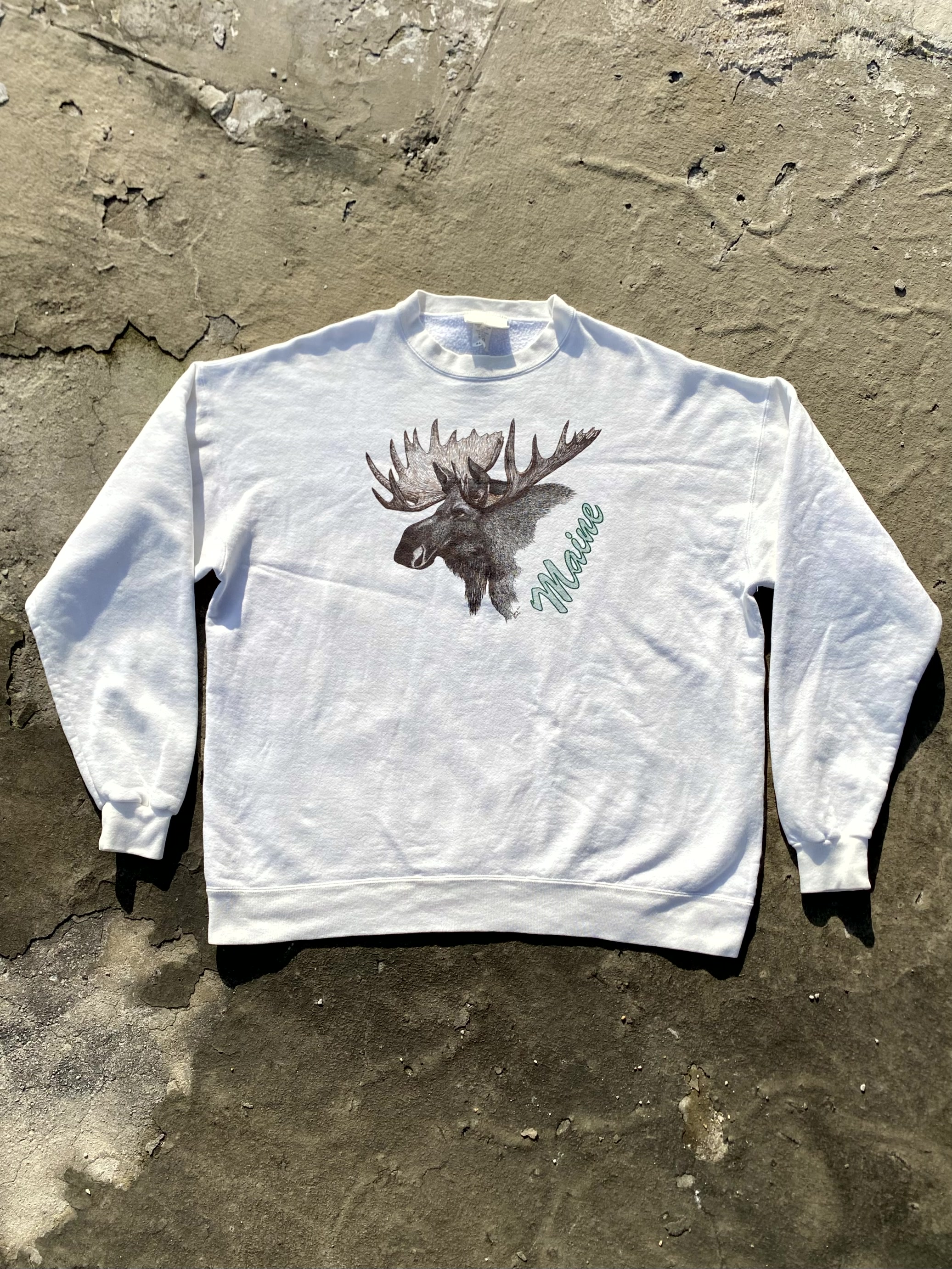80&#039;s Vintage MAINE Deer Sweatshirt 105~108 Size - 체리피커