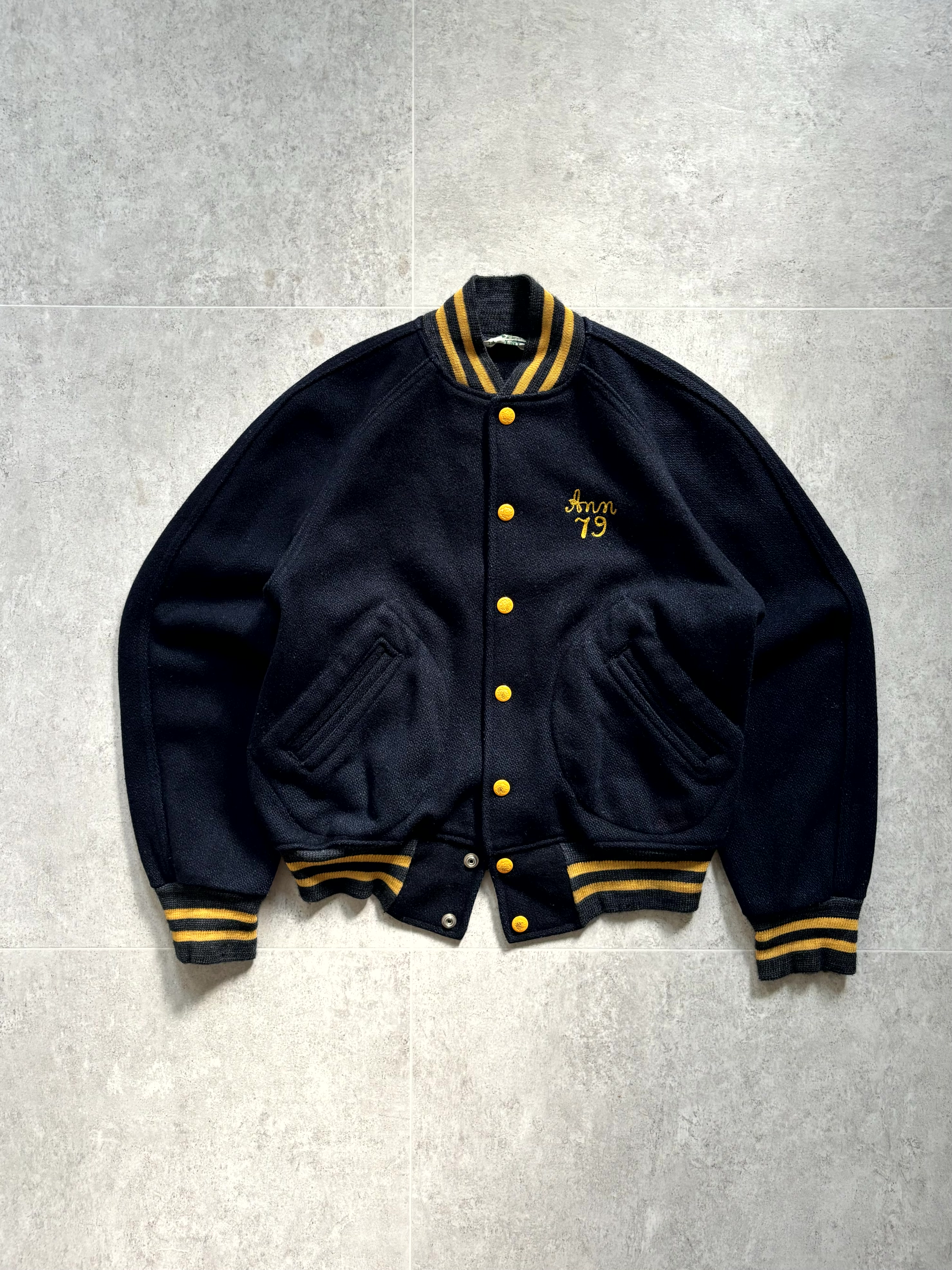 70&#039;s Maple Chain Stitch Wool Varsity Jacket 38 Size - 체리피커