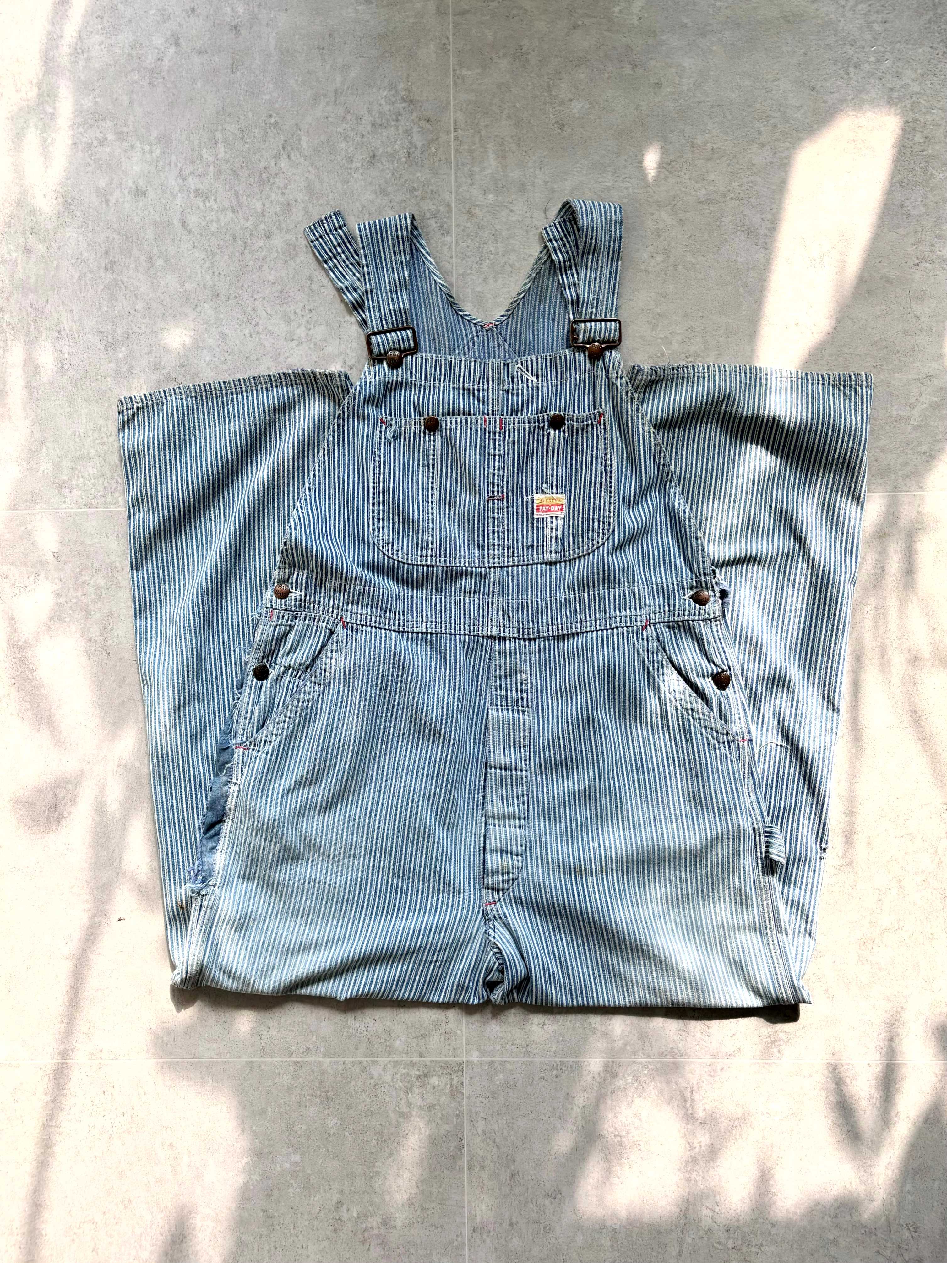50&#039;s Penney&#039;s PAY-DAY Hickory Striped Denim Overalls ~36 Size - 체리피커