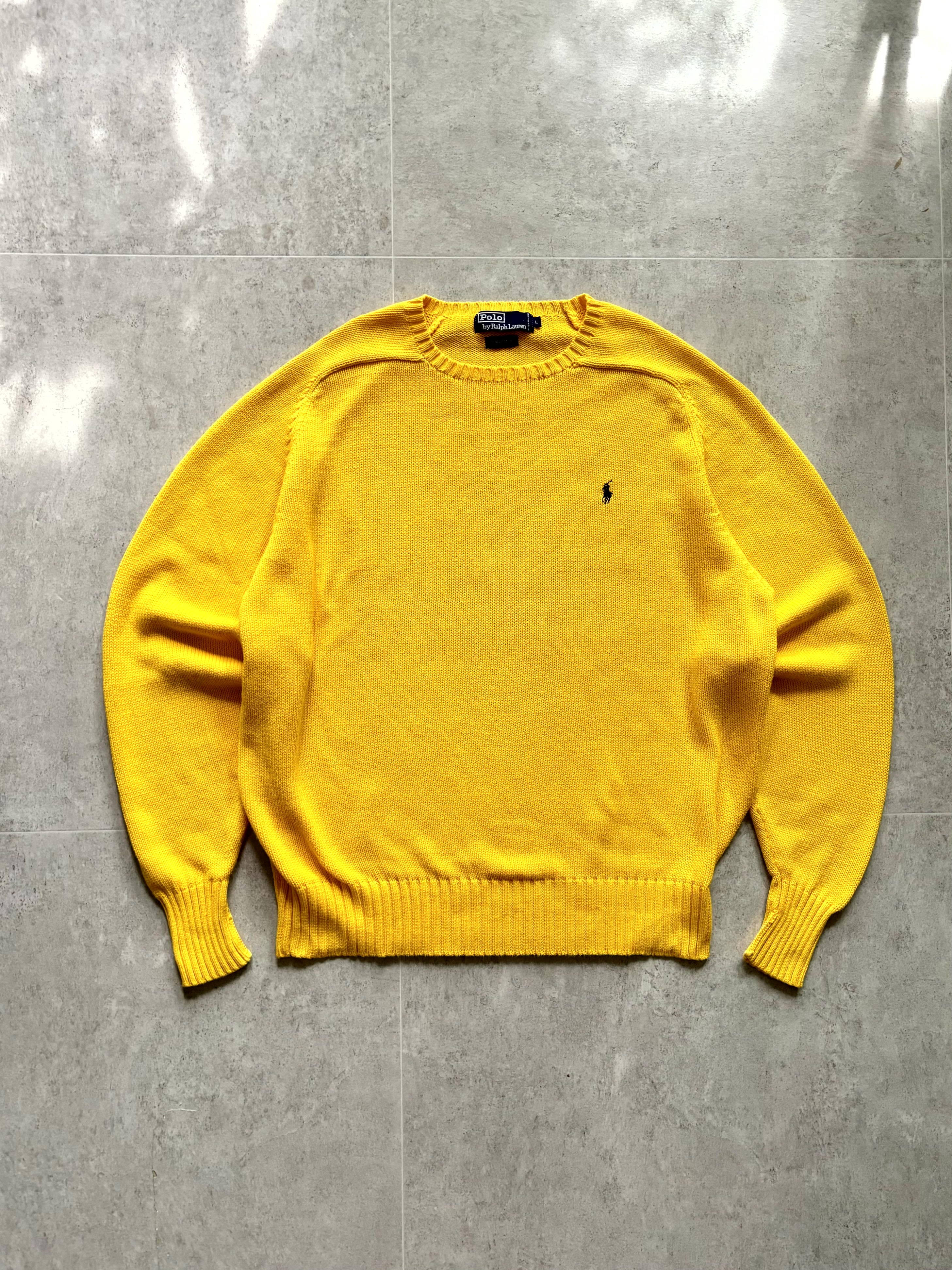 90&#039;s Polo Ralph Lauren Yellow Cotton Knit L(~105) - 체리피커
