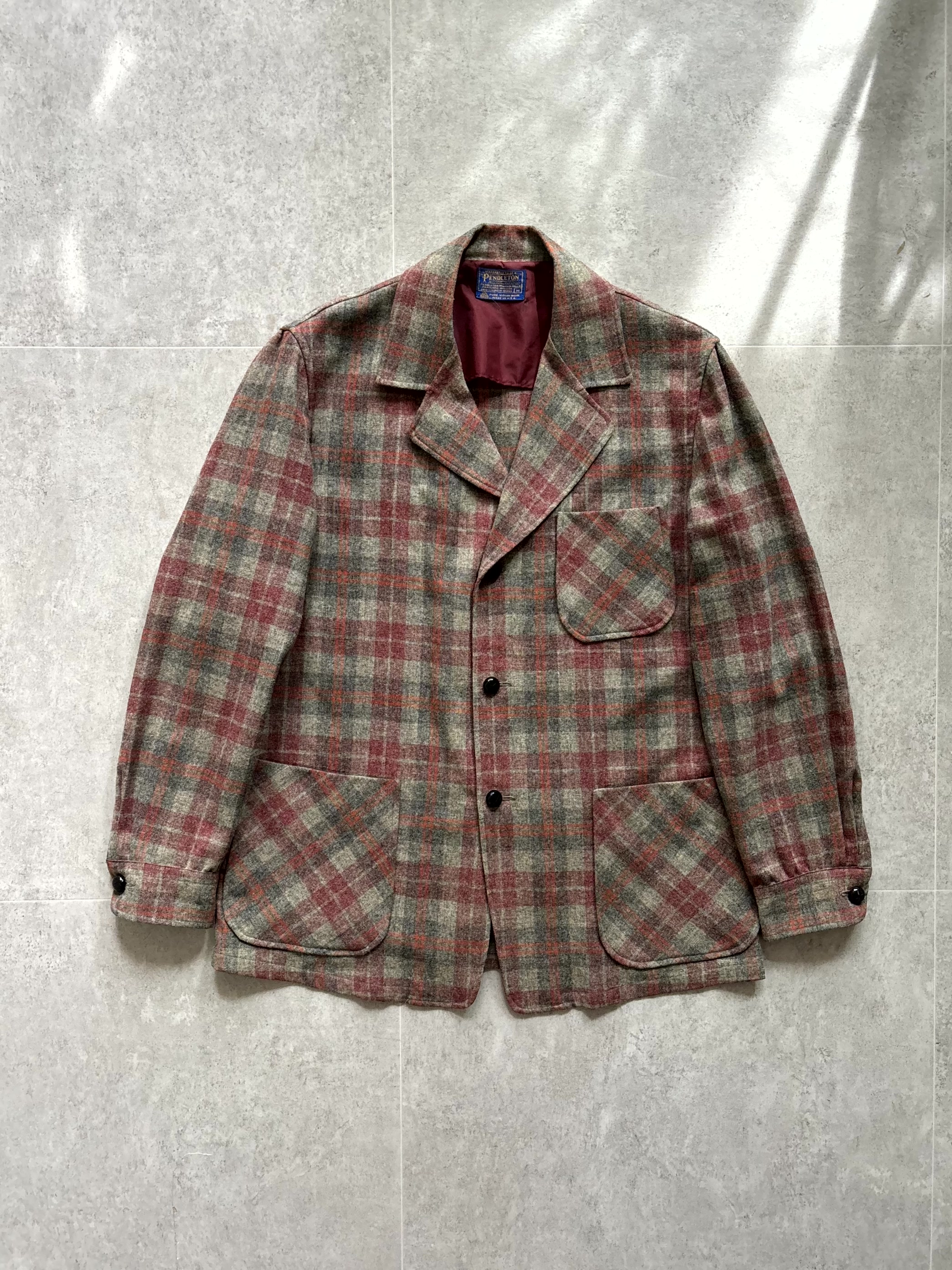 70&#039;s Pendleton Checked Wool Blazer M(100~105) - 체리피커