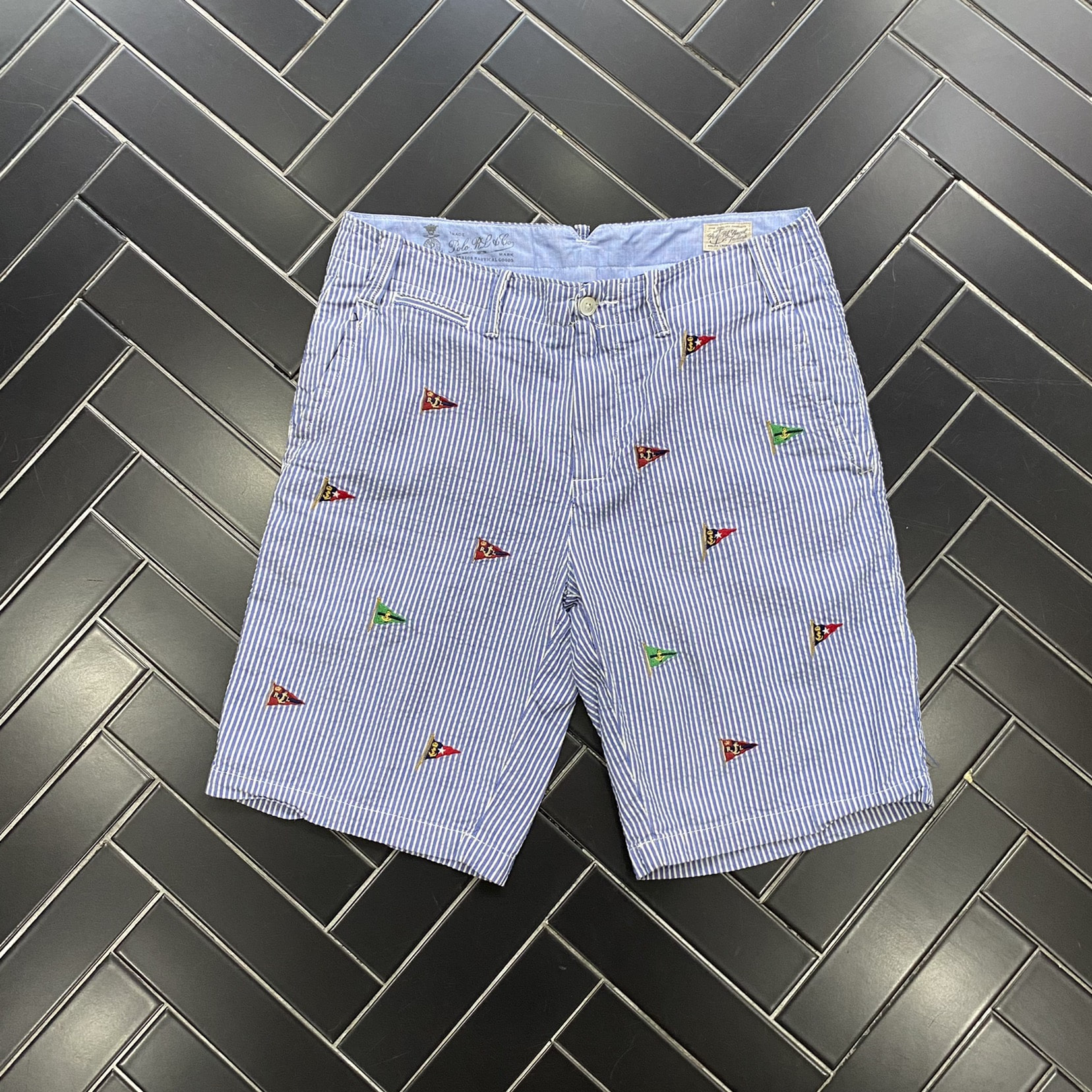 Polo Ralph Lauren Flag Embroidered Seersucker Shorts 30(30~31) - 체리피커