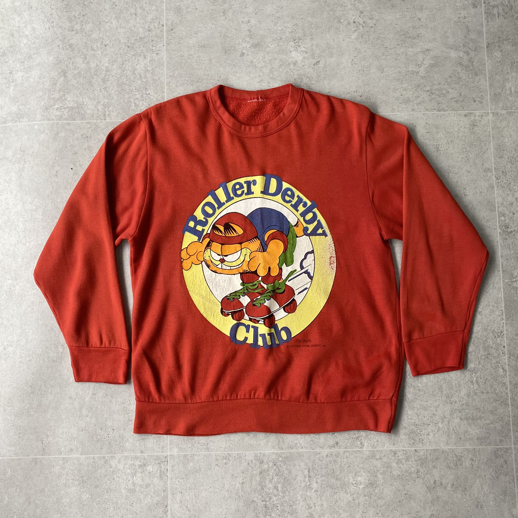 70&#039;s Garfield Roller Derby Sweatshirt ~55 Size - 체리피커
