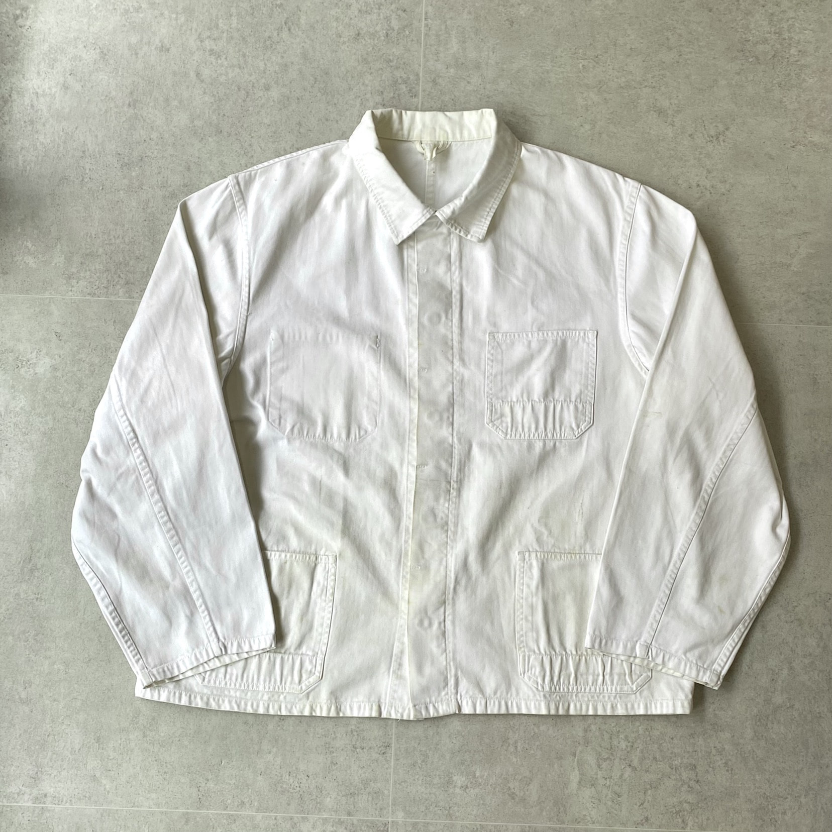 50~60&#039;s French White HBT Work Jacket 105~108 - 체리피커