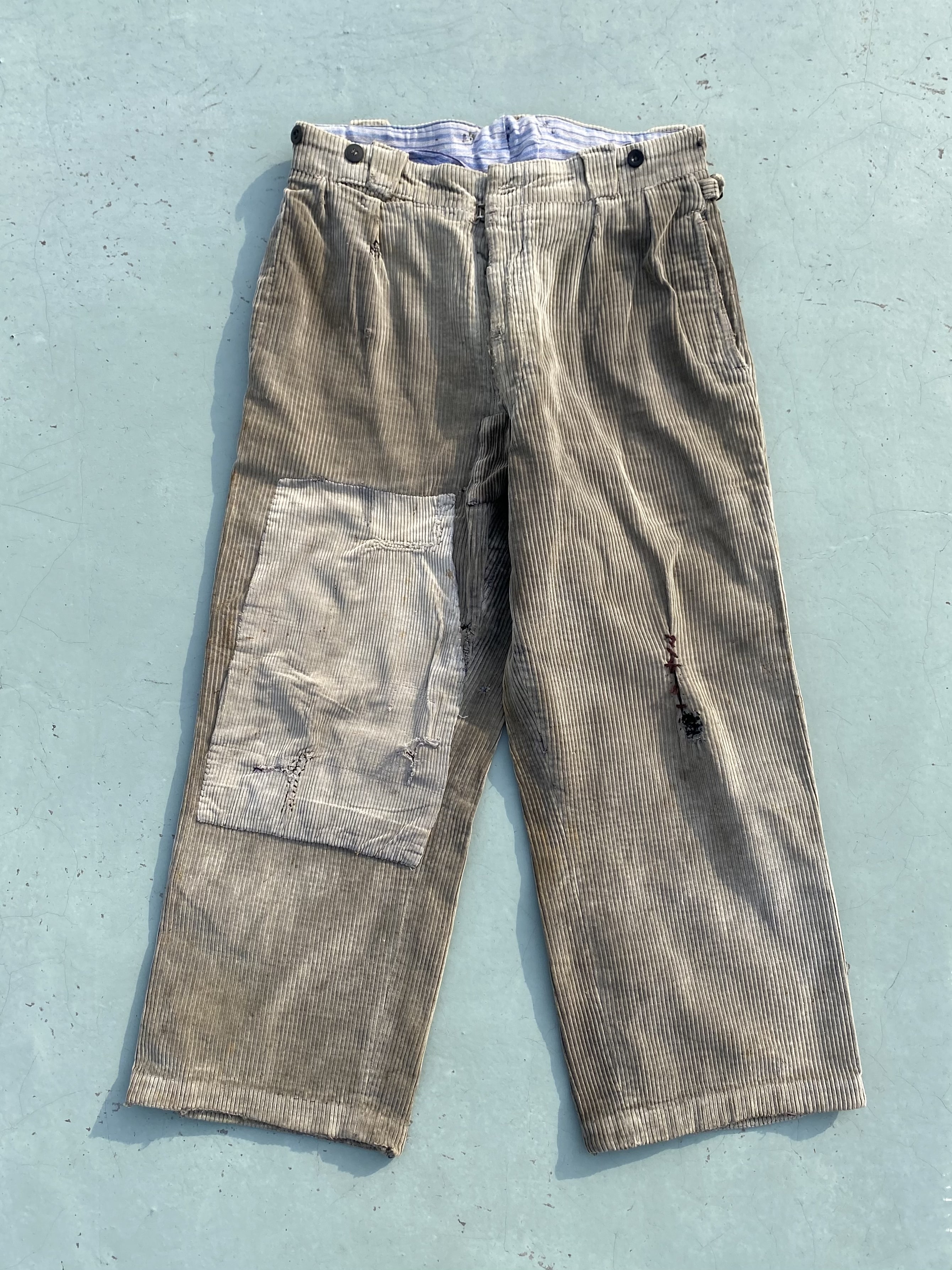 Rare 30~40&#039;s French Vintage Corduroy Pants 31~32 - 체리피커