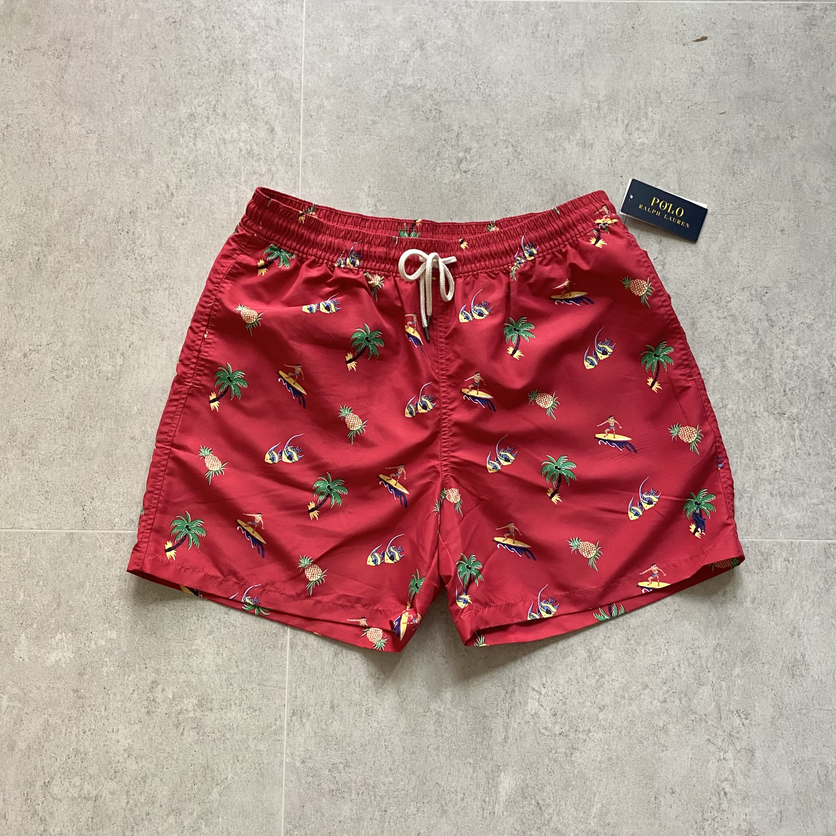 Polo Ralph Lauren Hawaiian Pattern Red Swim Shorts L~2XL - 체리피커
