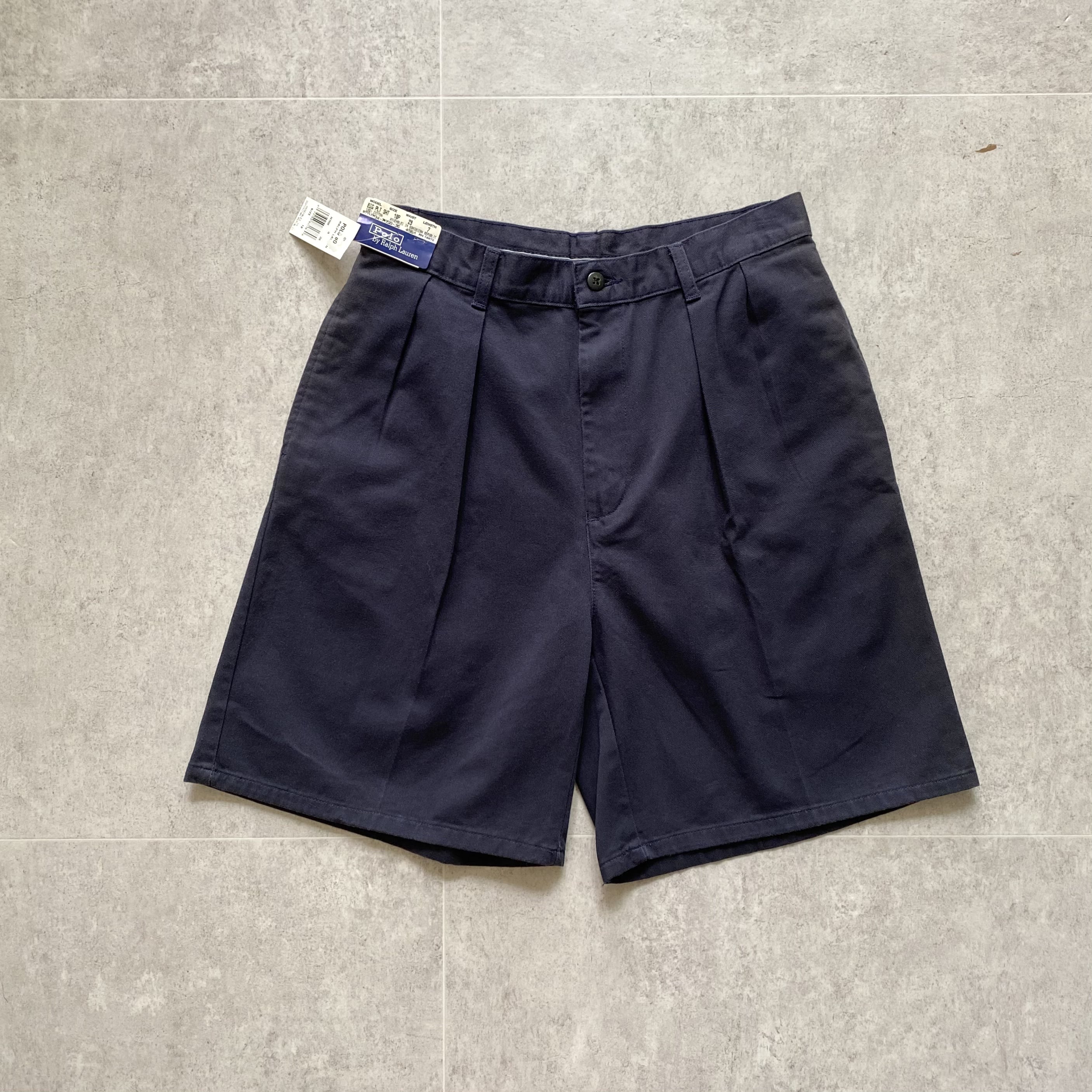 80&#039;s Polo Ralph Lauren Classic Navy Cotton Shorts 28 Size Deadstock - 체리피커