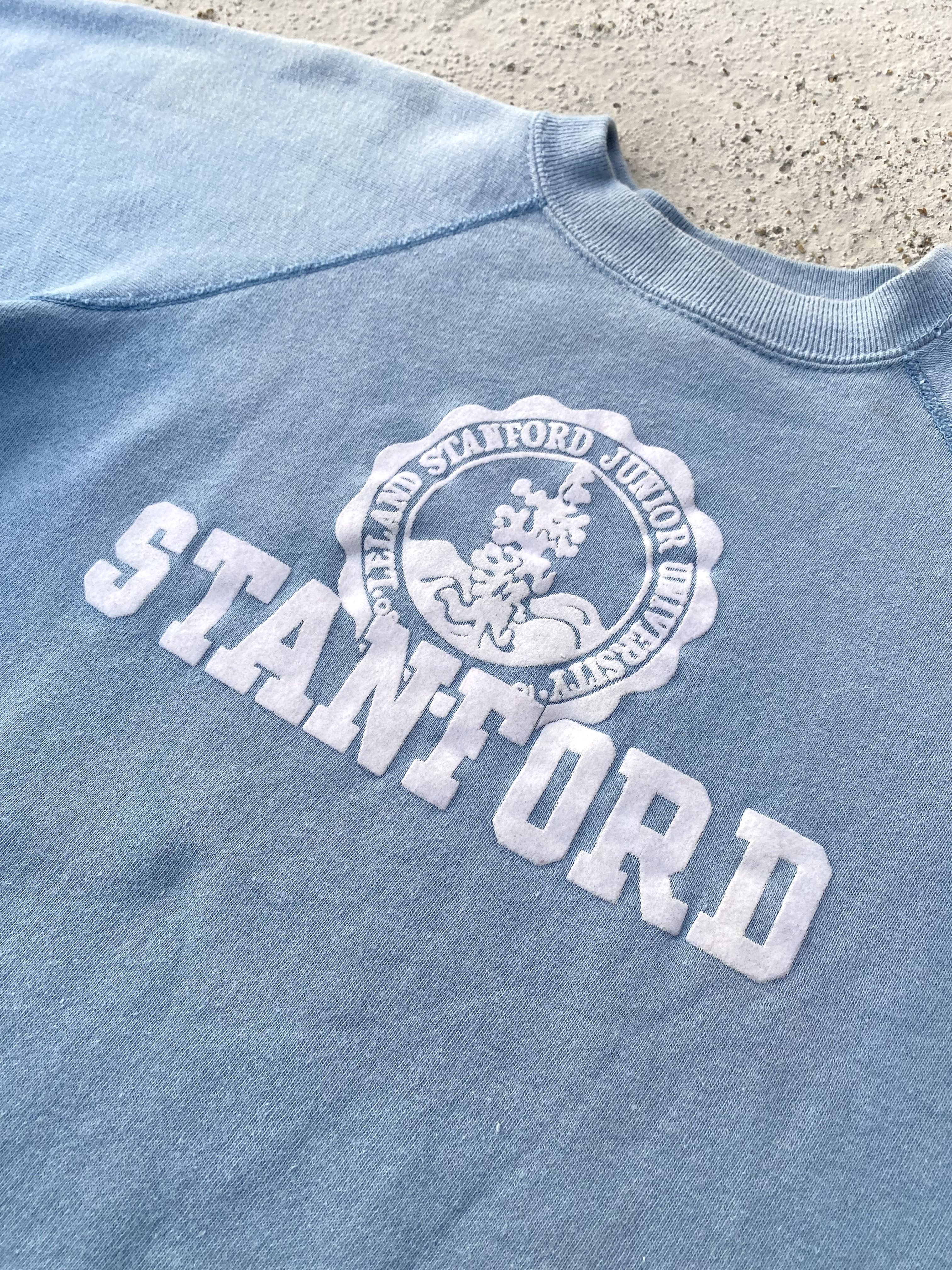 60&#039;s Collegiate Pacific STANFORD Univ. Flock Print Sweatshirt M(95~100) - 체리피커