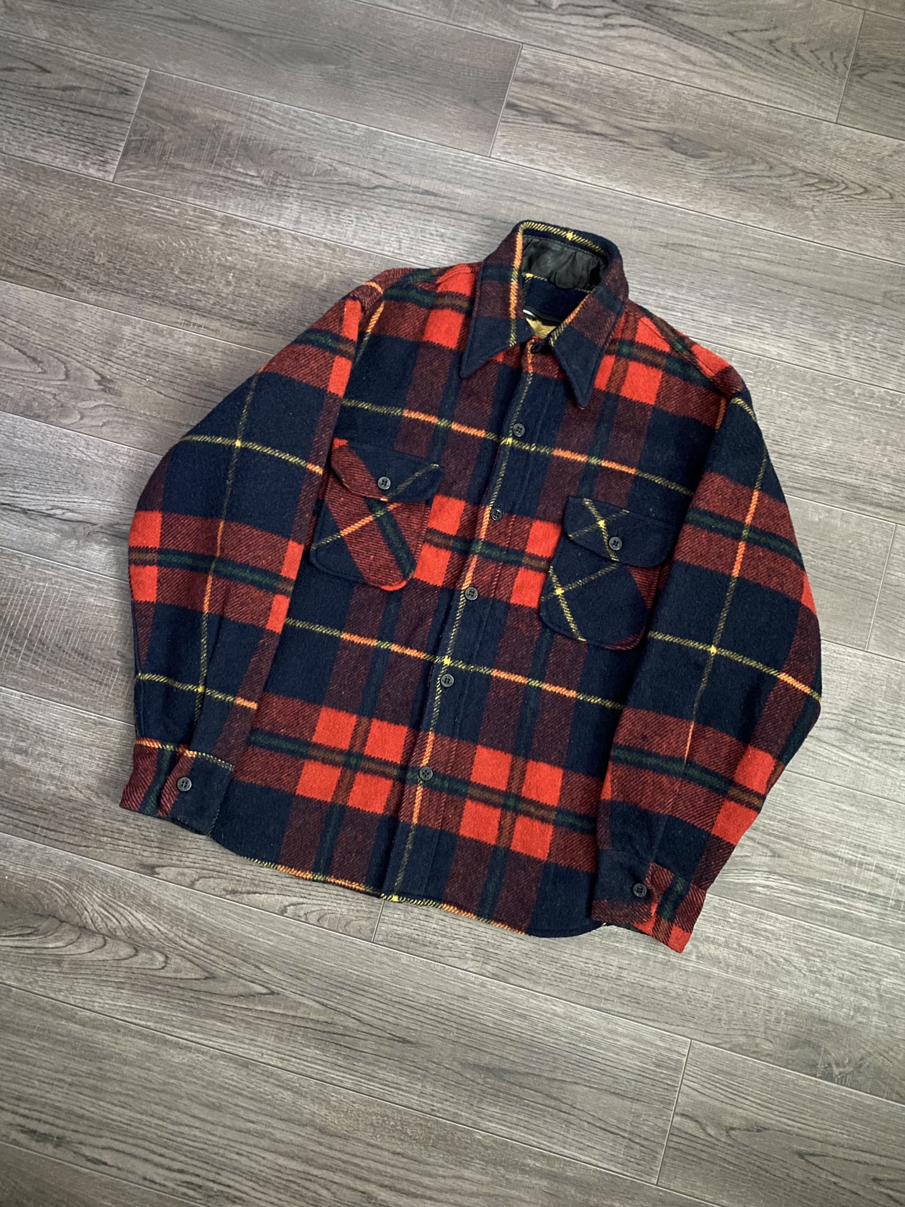 60&#039;s Fox Knapp Check Wool Shirt Jacket L(~105) - 체리피커