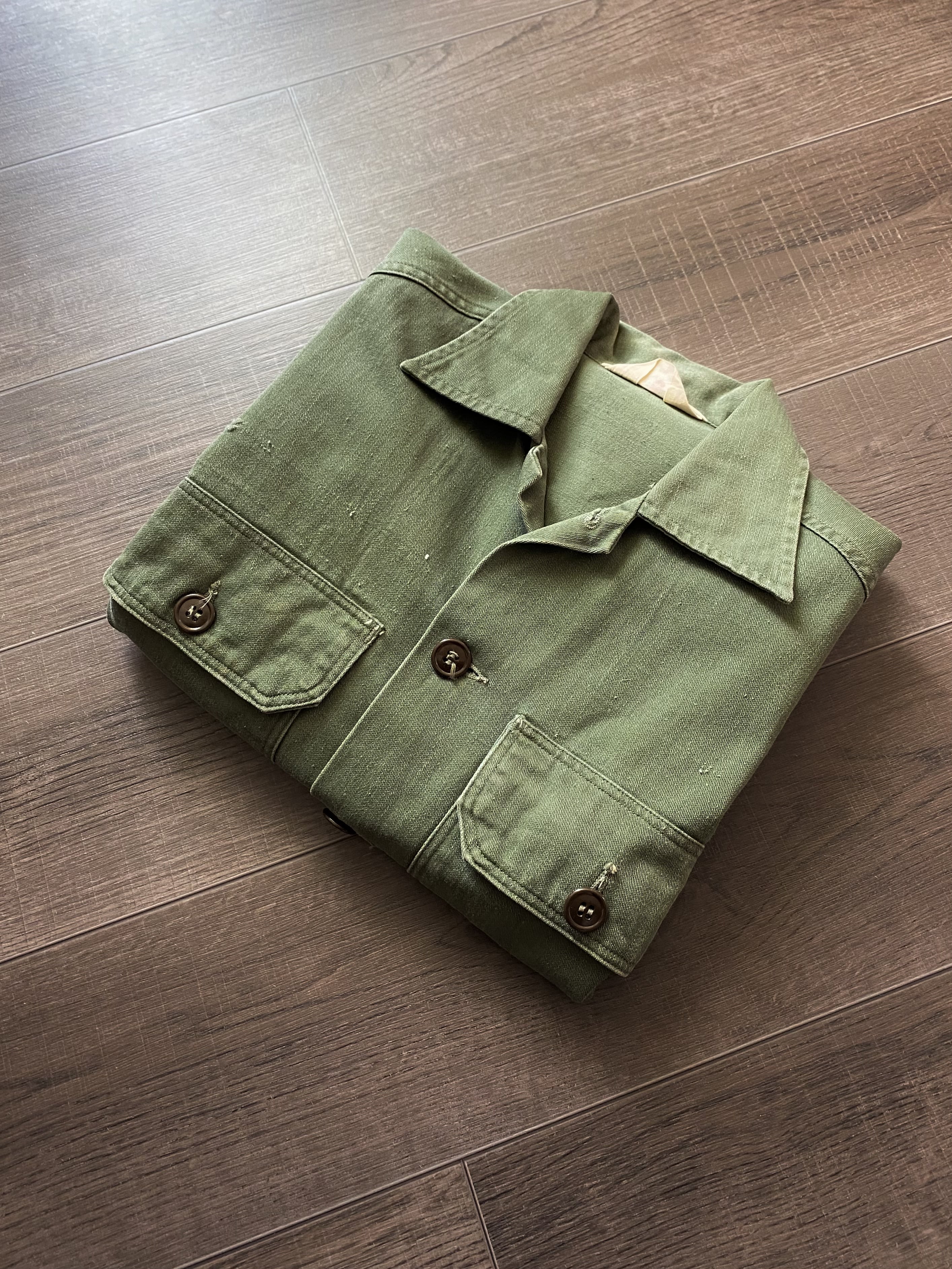 Rare 60&#039;s U.S. Army OG-107 Utility Shirt 95 Size by Fruit of The Loom - 체리피커