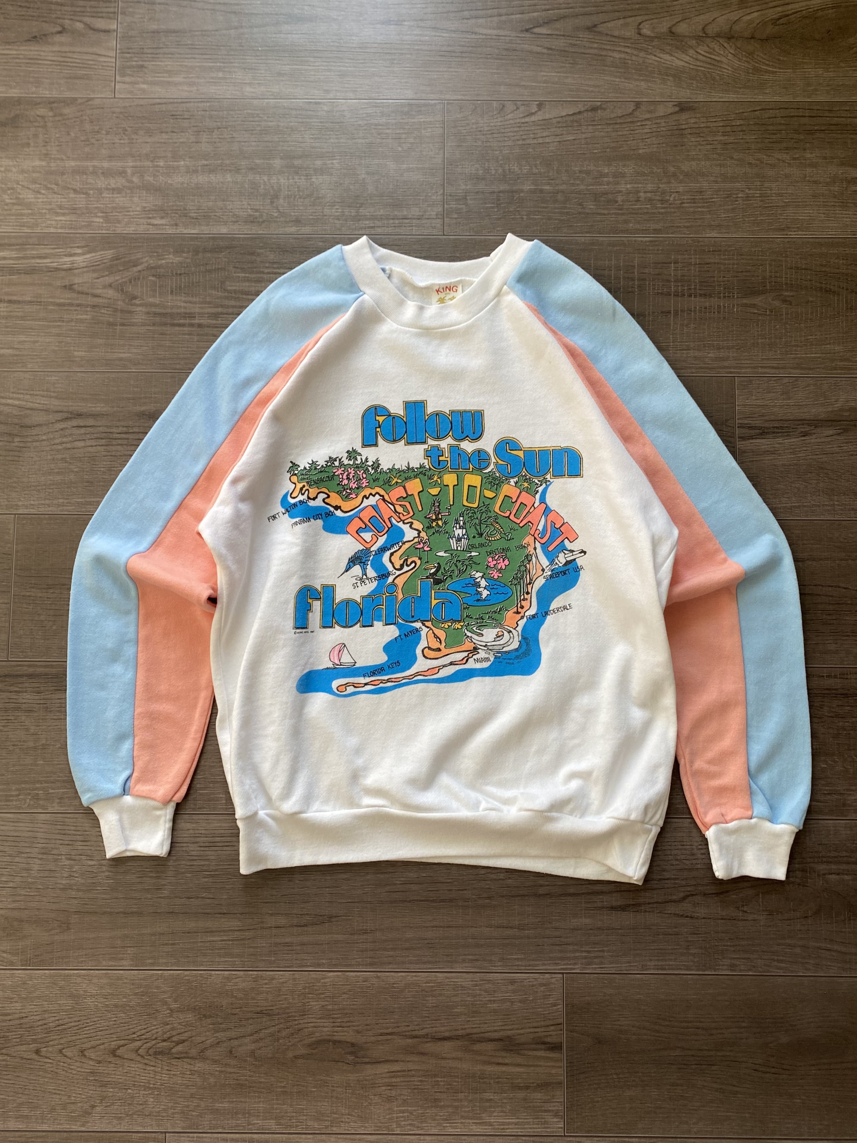 90&#039;s King MFG Florida Printed Sweatshirt L(~100) Made In U.S.A. - 체리피커