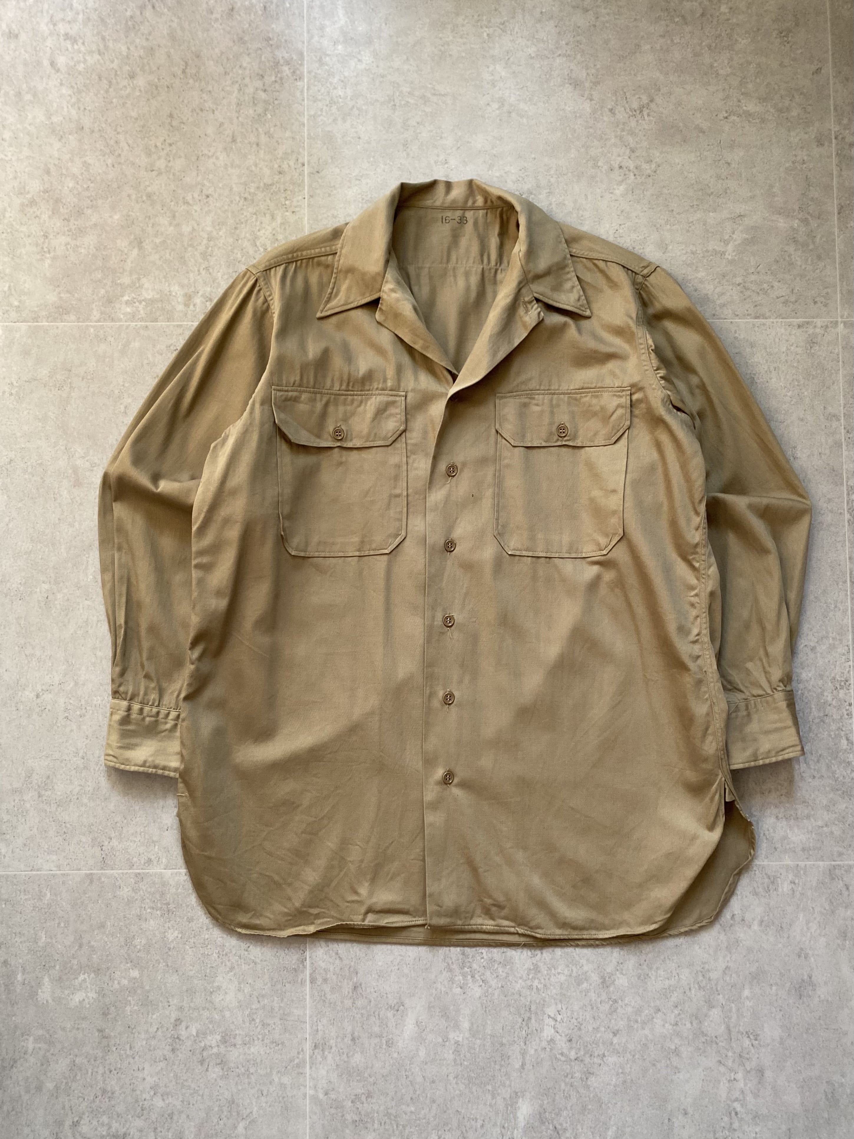 1940&#039;s U.S. Army Khaki Officer Shirt 16-33(100~105) - 체리피커