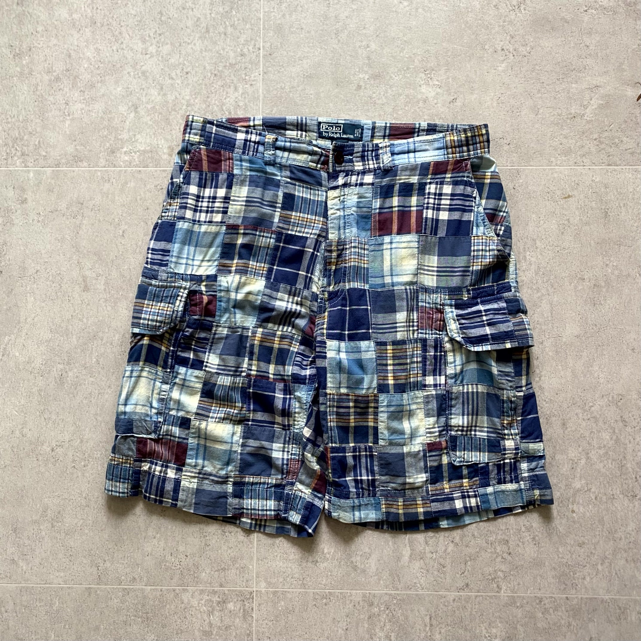 Polo Ralph Lauren Blue Patchwork Cargo Shorts 34 Size - 체리피커