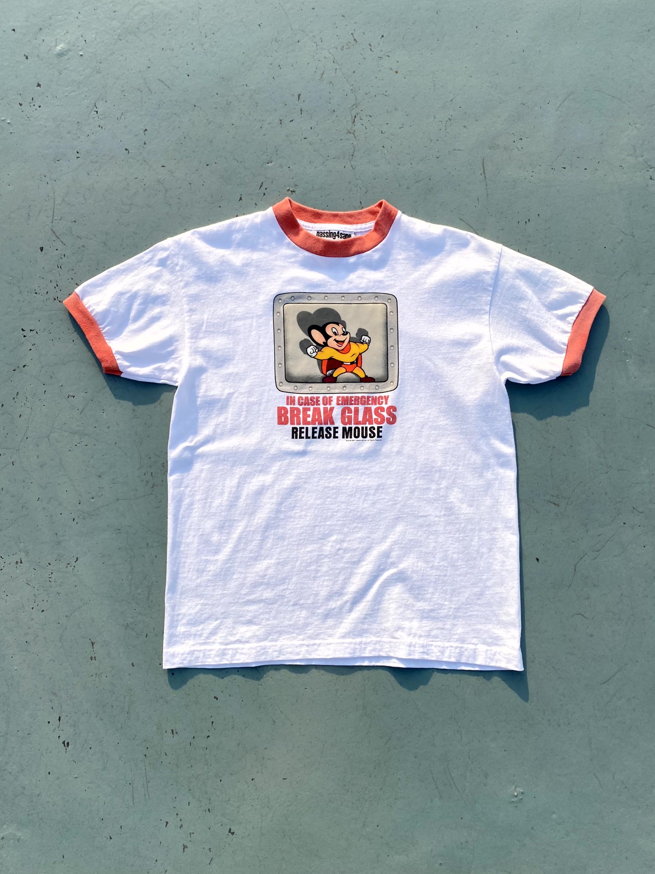 Early 2000&#039;s Passing4Same Mickey Mouse Ringer Tee 55 1/2~66 Size - 체리피커