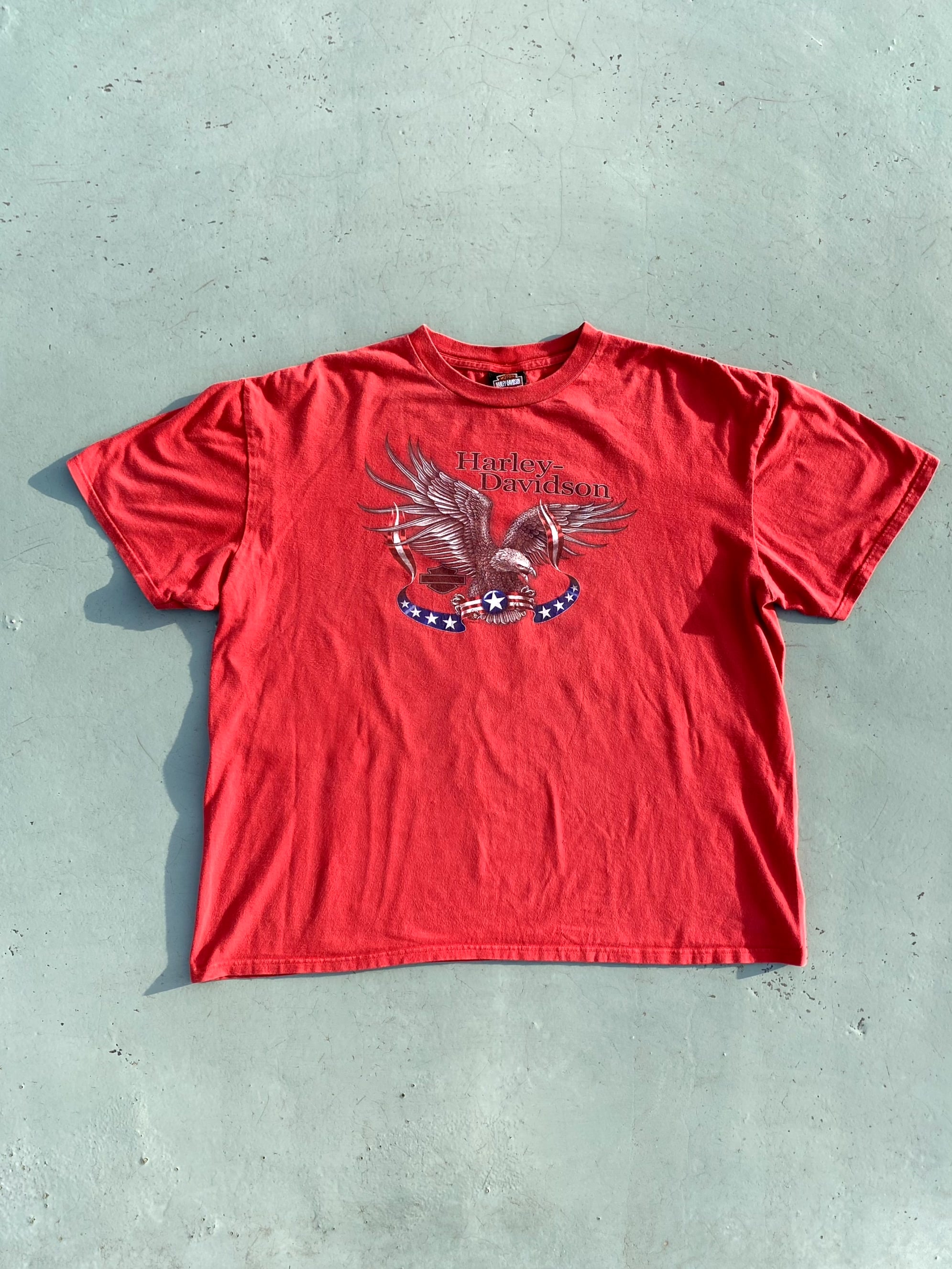 Harley Davidson American Eagle Print Red T-Shirt 2XL(105~108) - 체리피커