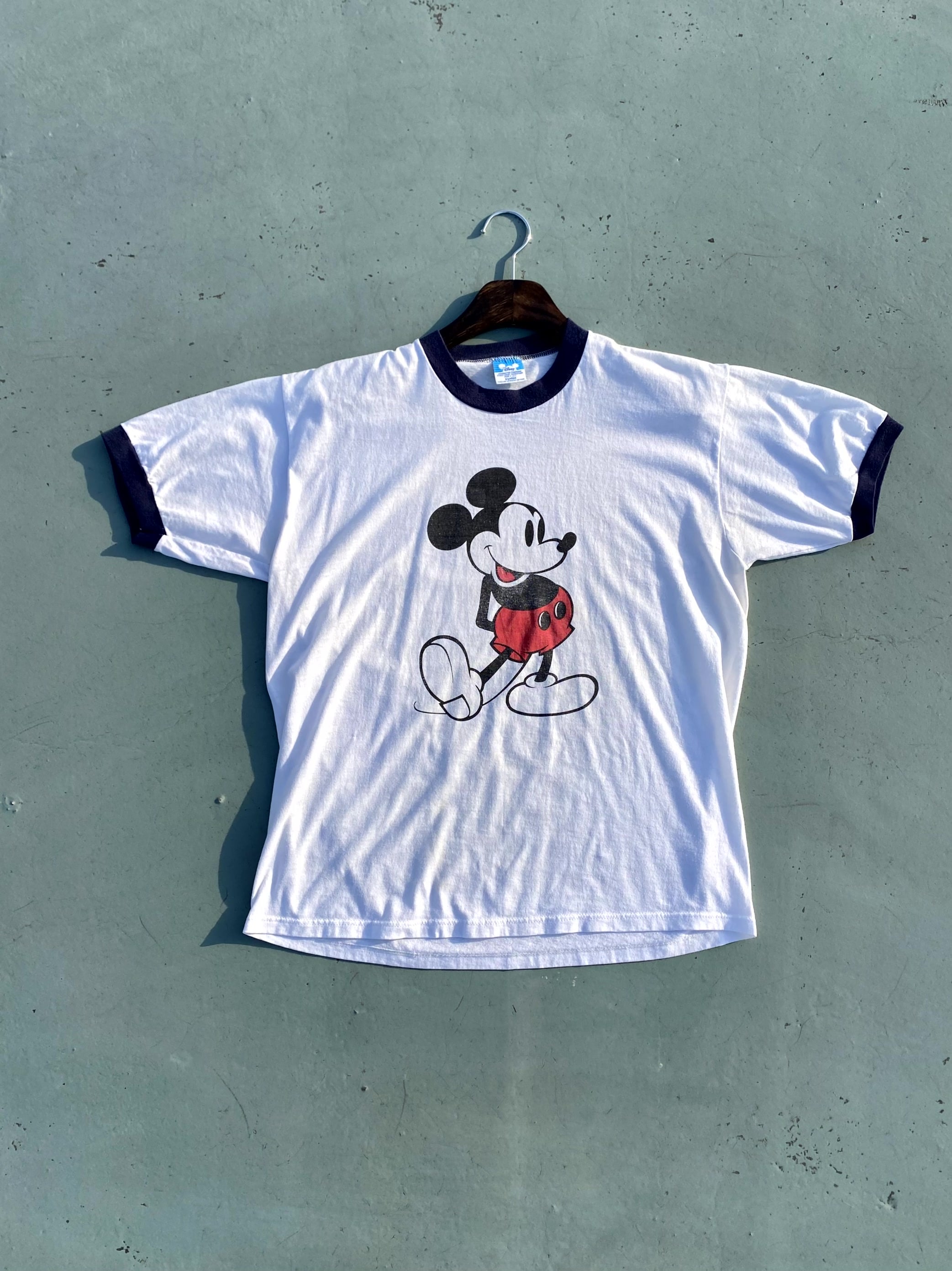 80&#039;s Walt Disney Original Mickey Mouse Ringer T-Shirt XL(100~103) - 체리피커
