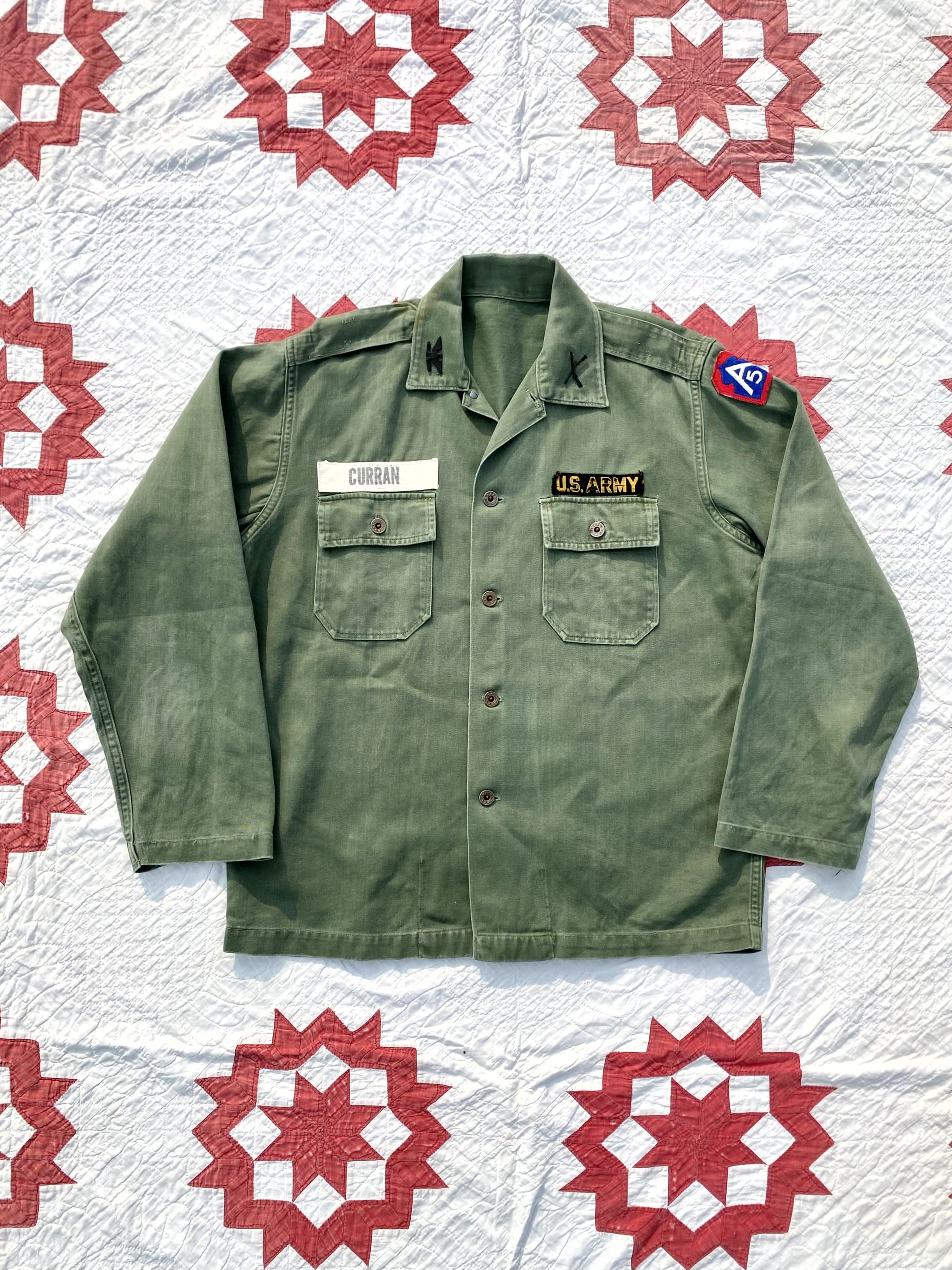 Rare 50&#039;s U.S. Army OG 107 Utility Shirt ~105 - 체리피커