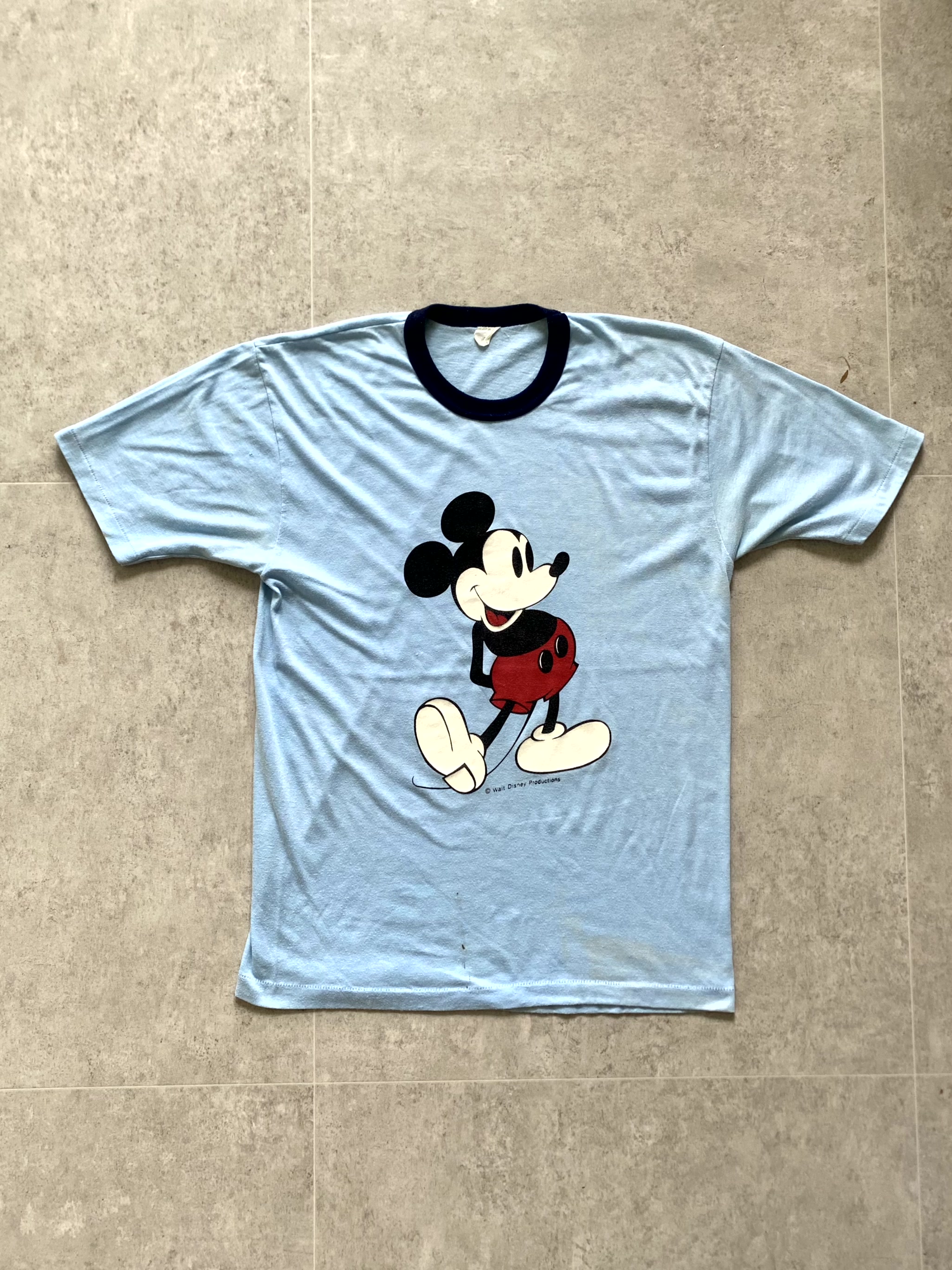 80&#039;s Walt Disney Original Micky Mouse Ringer T-Shirt 95~100 Size - 체리피커