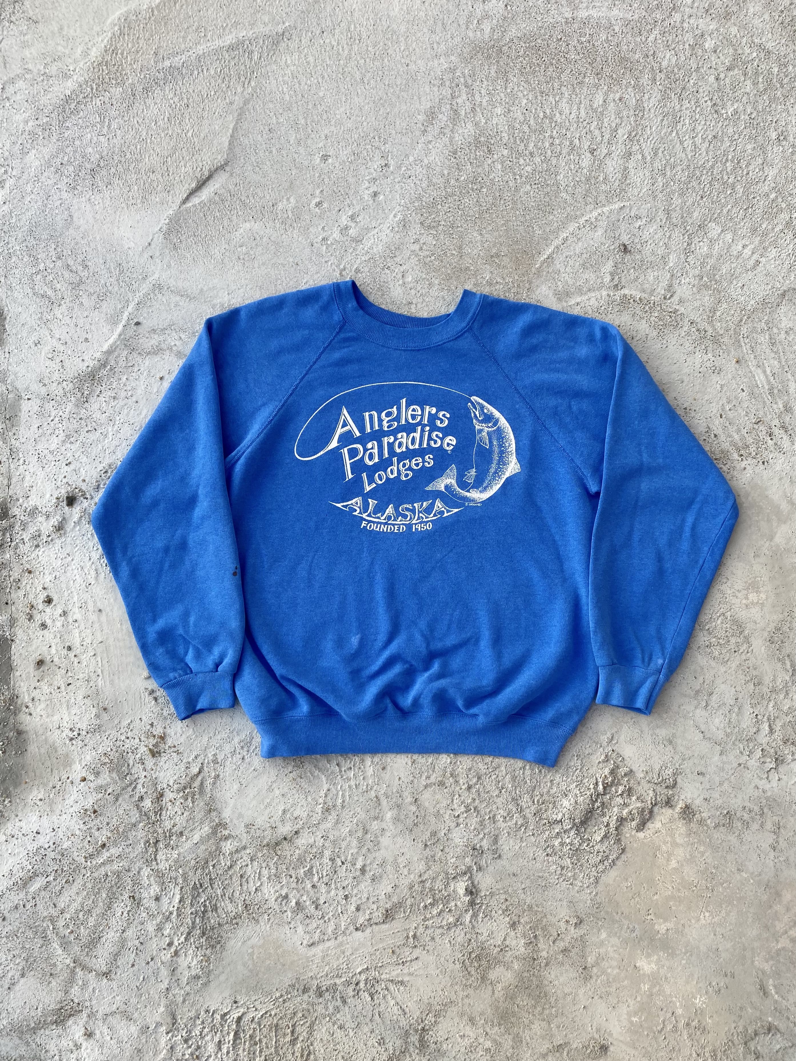 80&#039;s Hanes Fishing Mood Print Sweatshirt L(100) - 체리피커