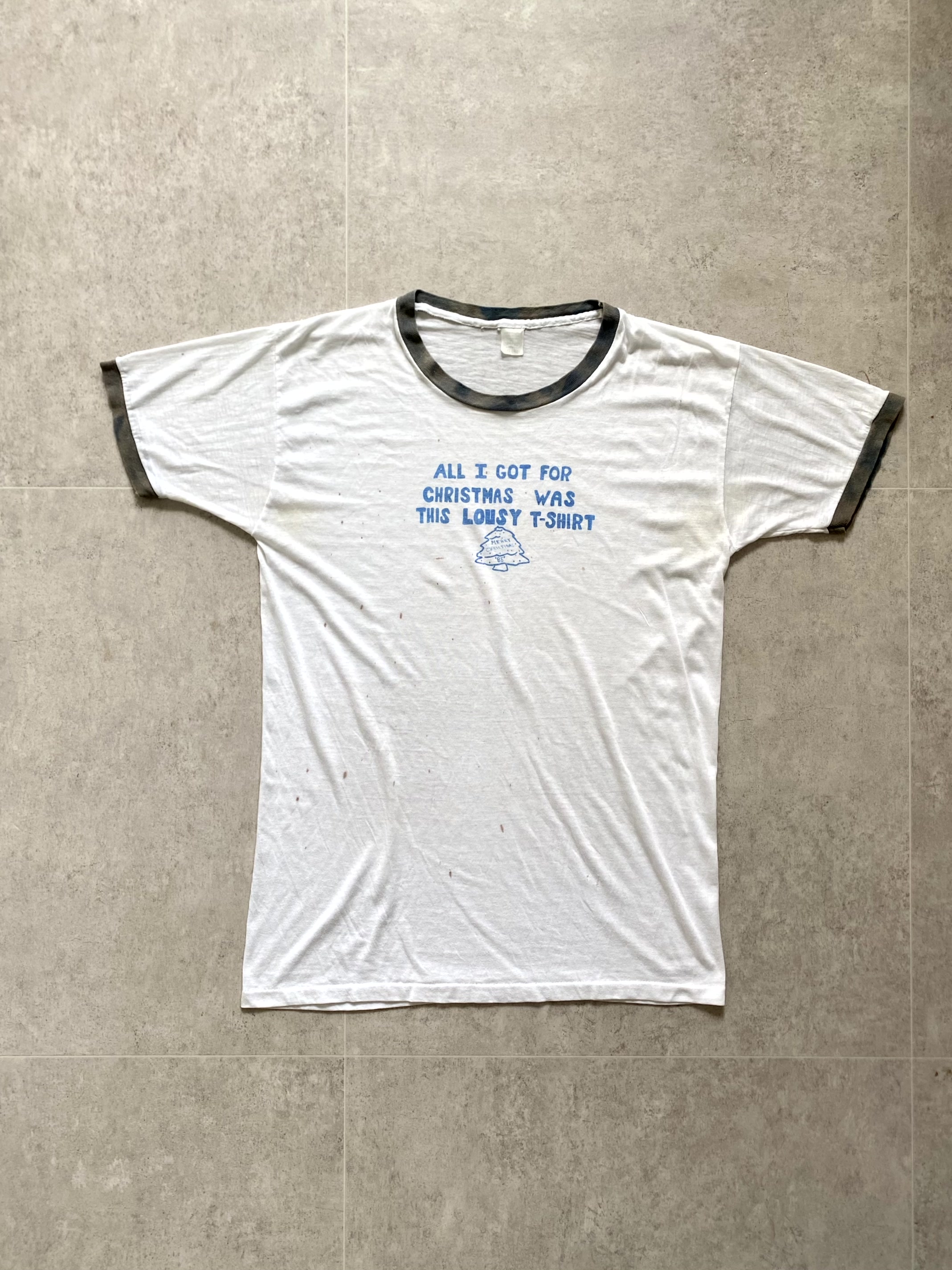 80&#039;s Vintage &#039;All I Got For Christmas Was This Lousy&#039; Ringer T-Shirt 100 Size - 체리피커