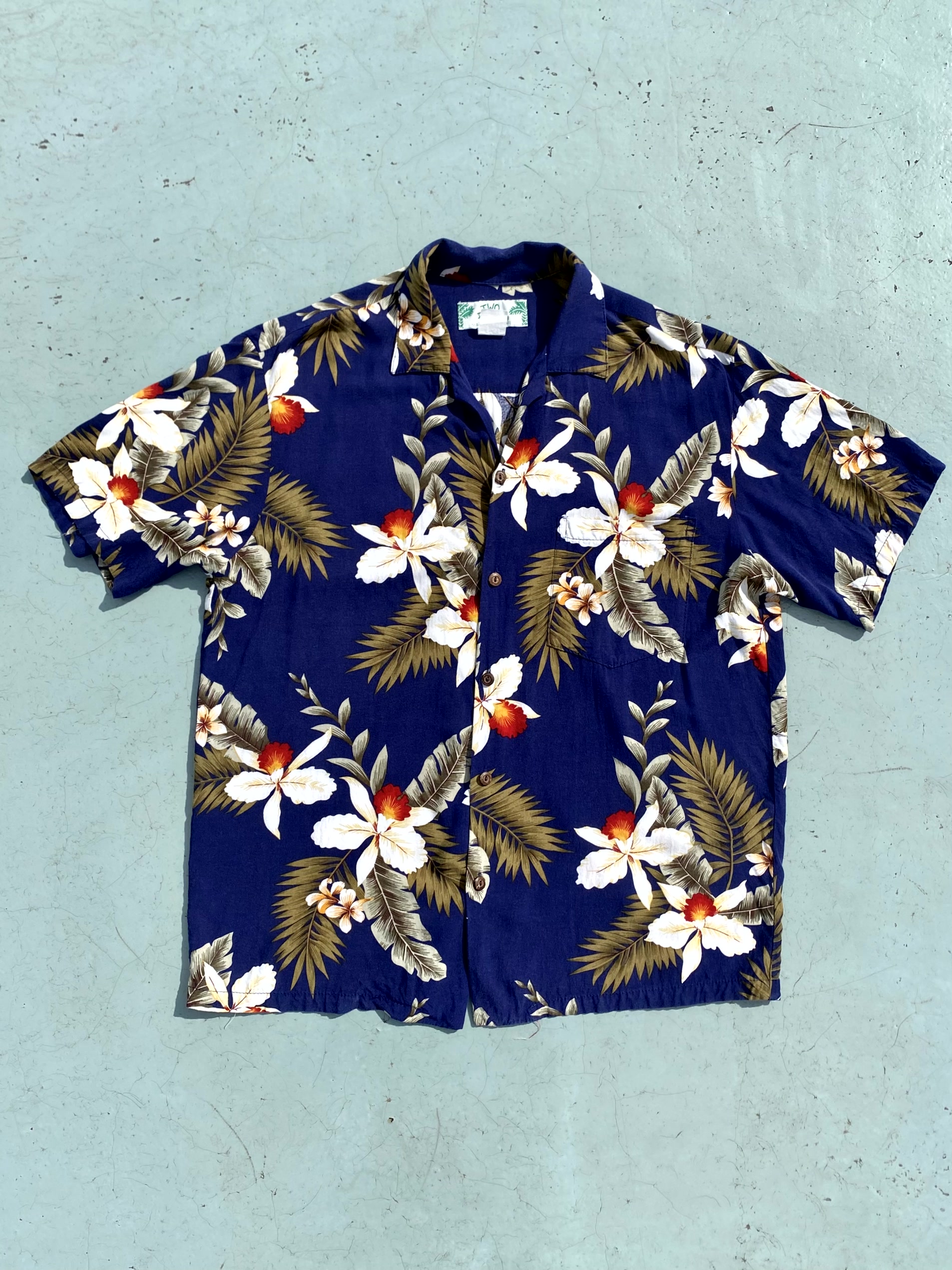 90&#039;s Two Palms Rayon Hawaiian Shirt M(Loose 100) - 체리피커