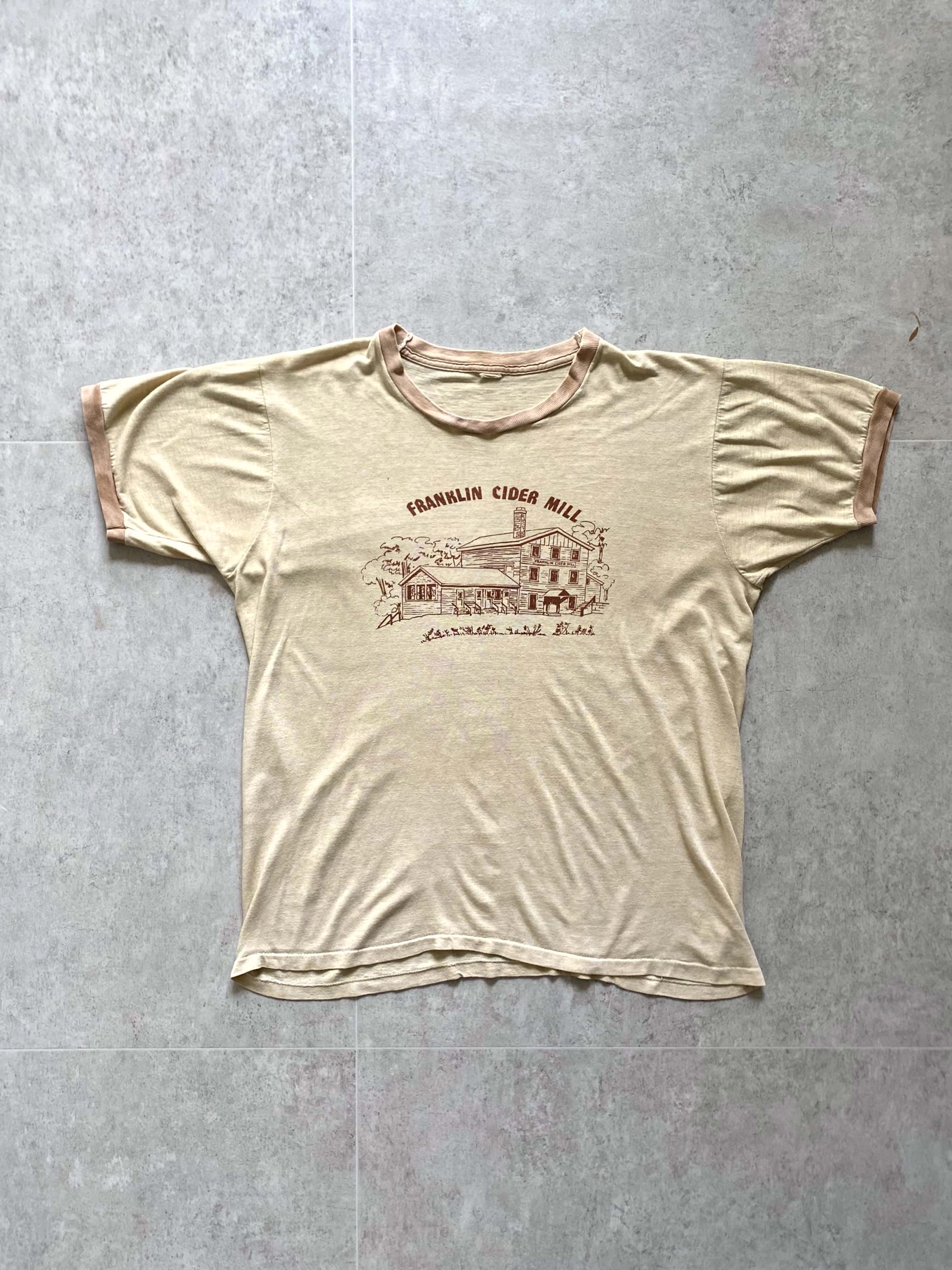 80&#039;s Vintage &#039;FRANKLIN CIDER MILL&#039; Ringer T-Shirt 100~103 Size - 체리피커
