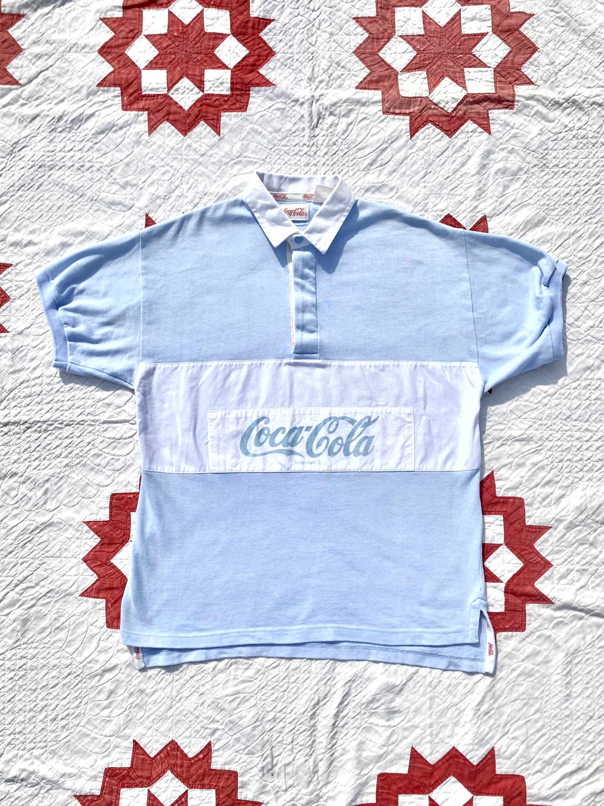 90&#039;s Vintage Coca Cola Short Sleeve Rugby Shirt 100 Size - 체리피커
