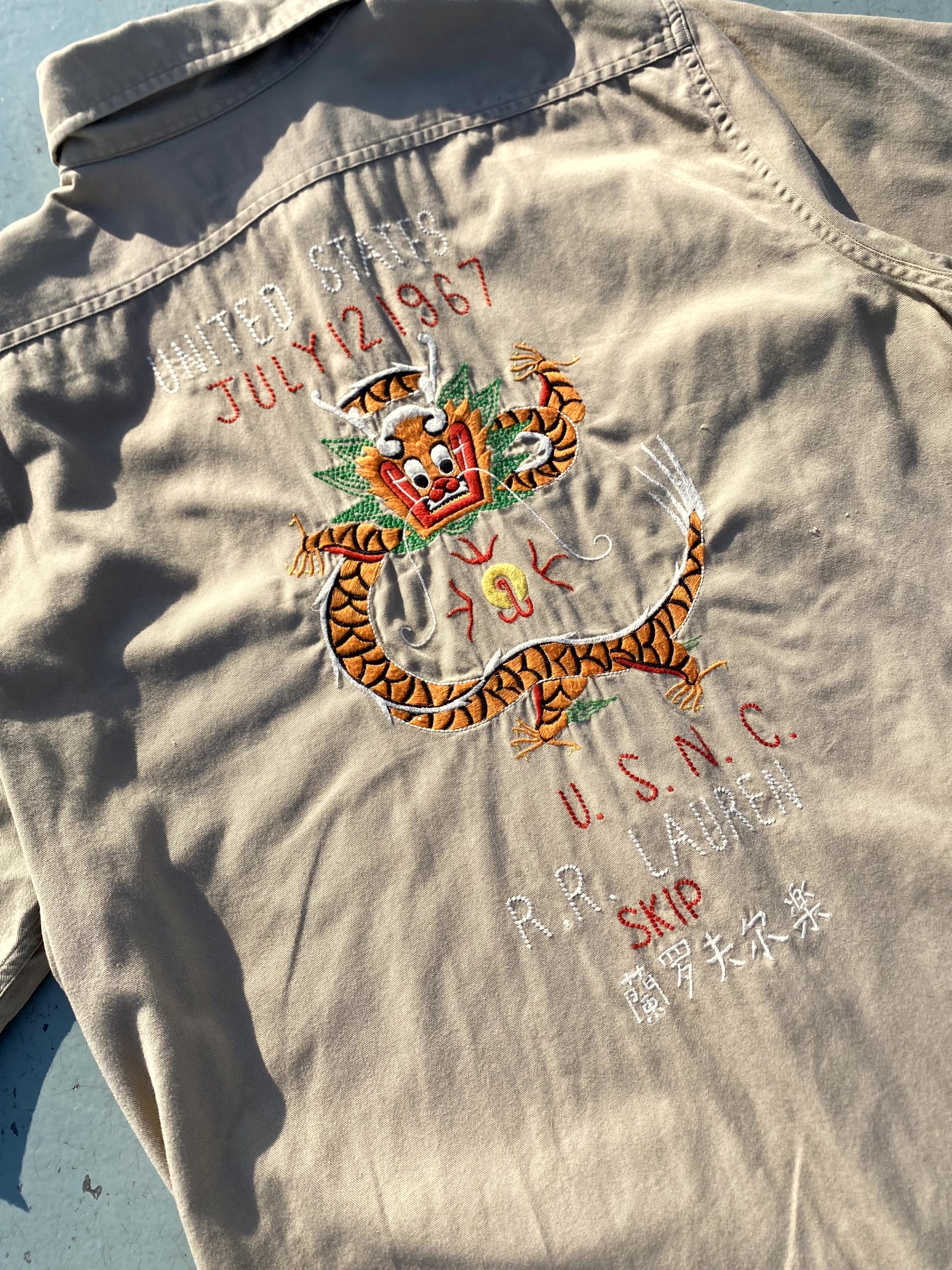 Rare Polo Ralph Lauren Oriental Dragon Embroidered Shirt M(100) - 체리피커
