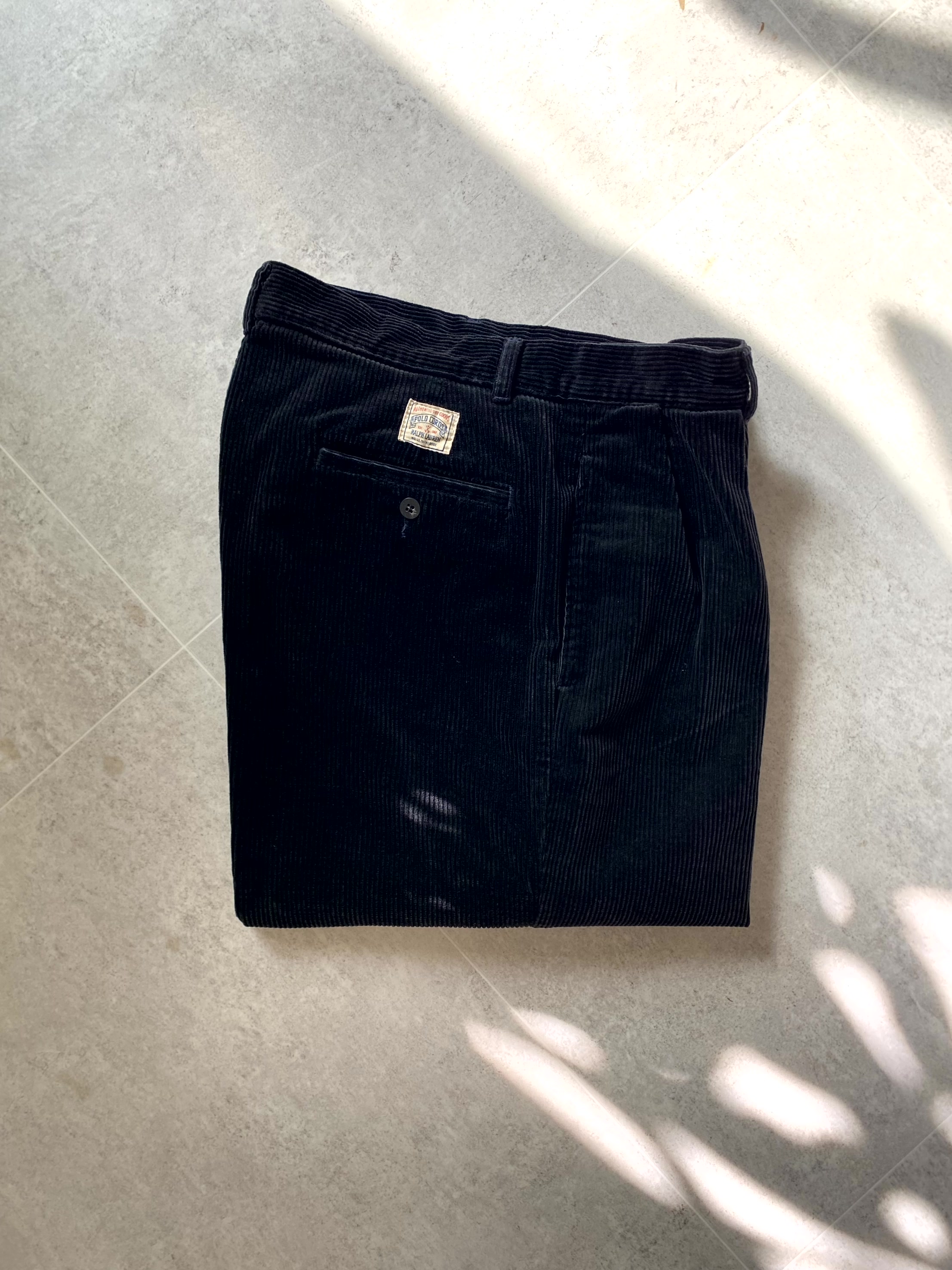 90&#039;s NOS Polo Ralph Lauren Black Corduroy Classic Pants 30 Size MADE IN U.S.A. - 체리피커