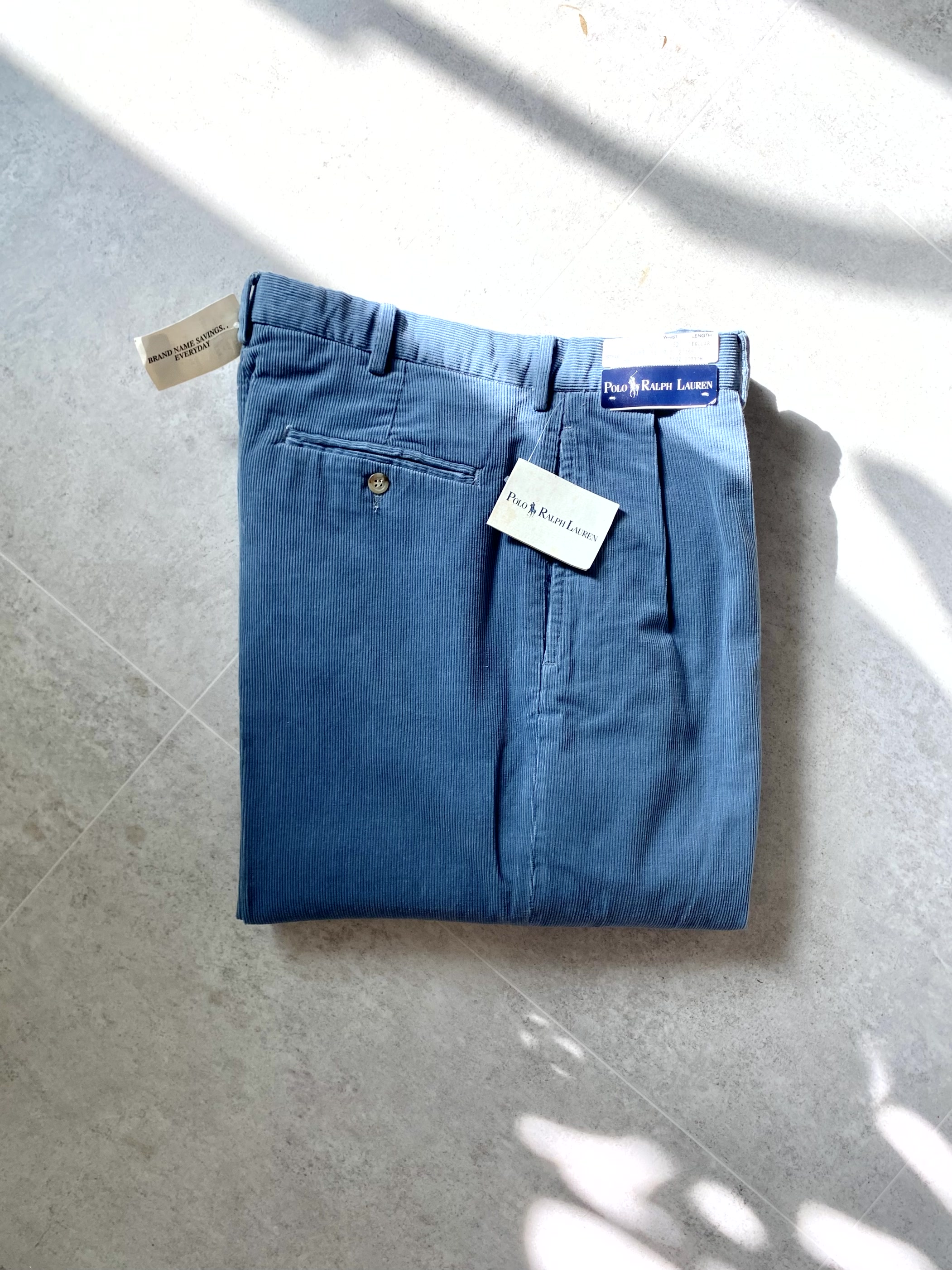 90&#039;s NOS Polo Ralph Lauren Blue Corduroy Classic Pants 31~32 Size - 체리피커
