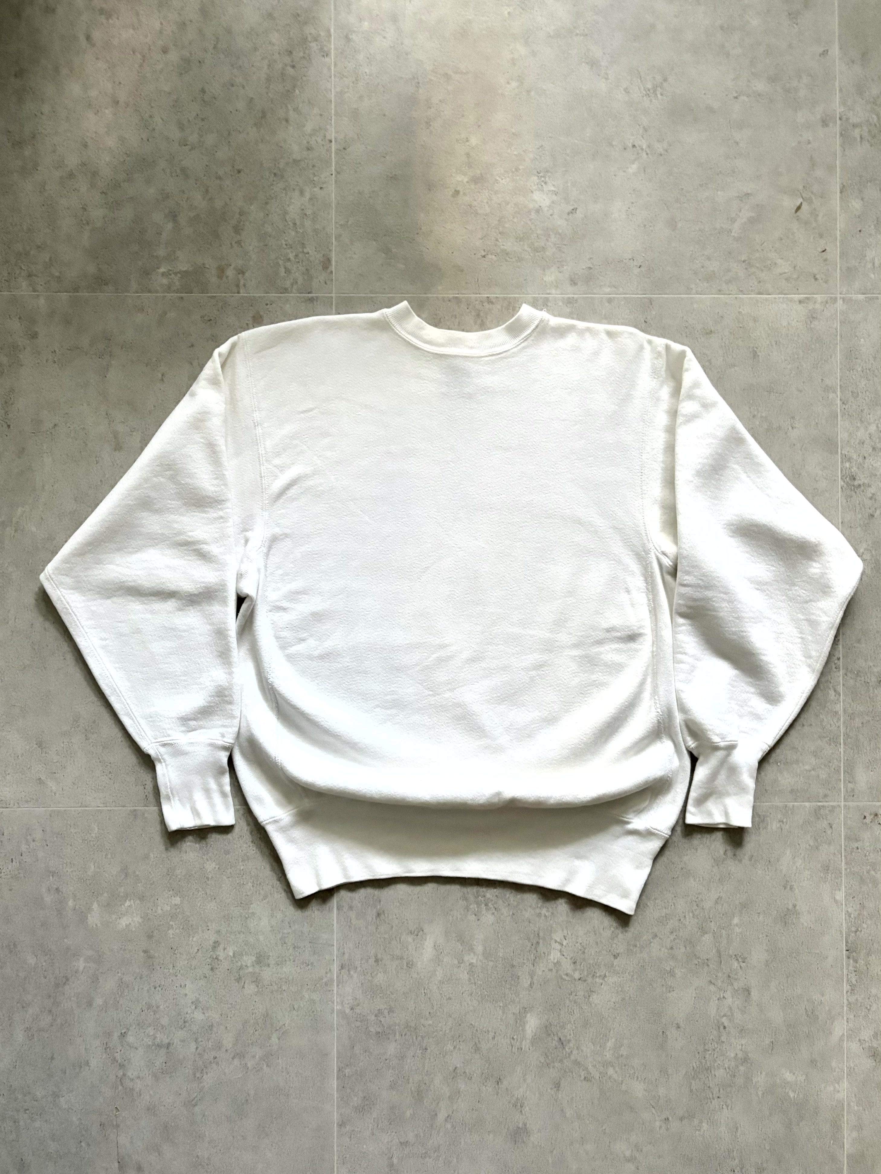 90&#039;s Champion Reverse Weave Blank White Sweatshirt XL(100~105) - 체리피커