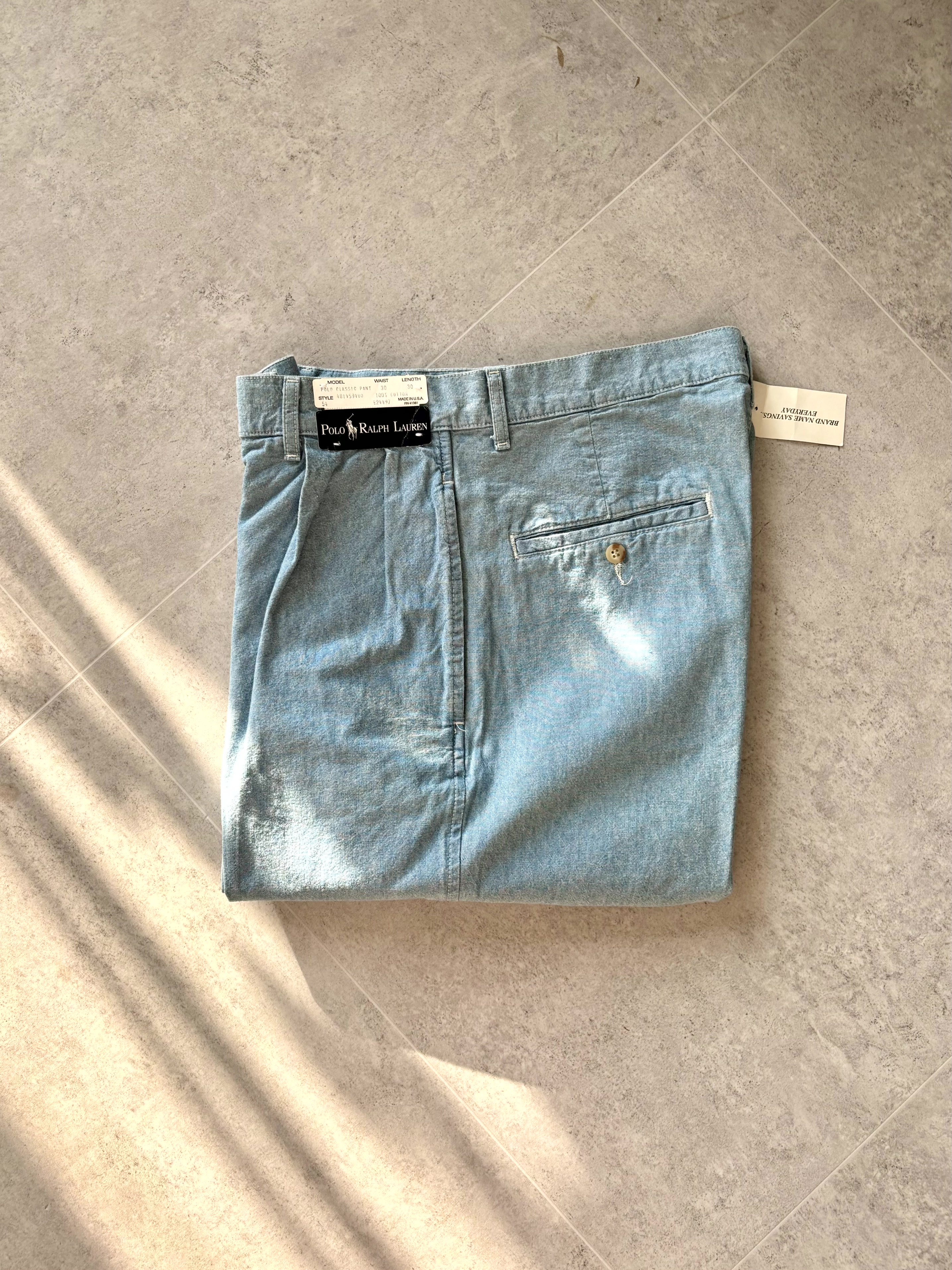 (Dead Stock) 80&#039;s Polo Ralph Lauren Classic Chambray Pants 30 Size - 체리피커