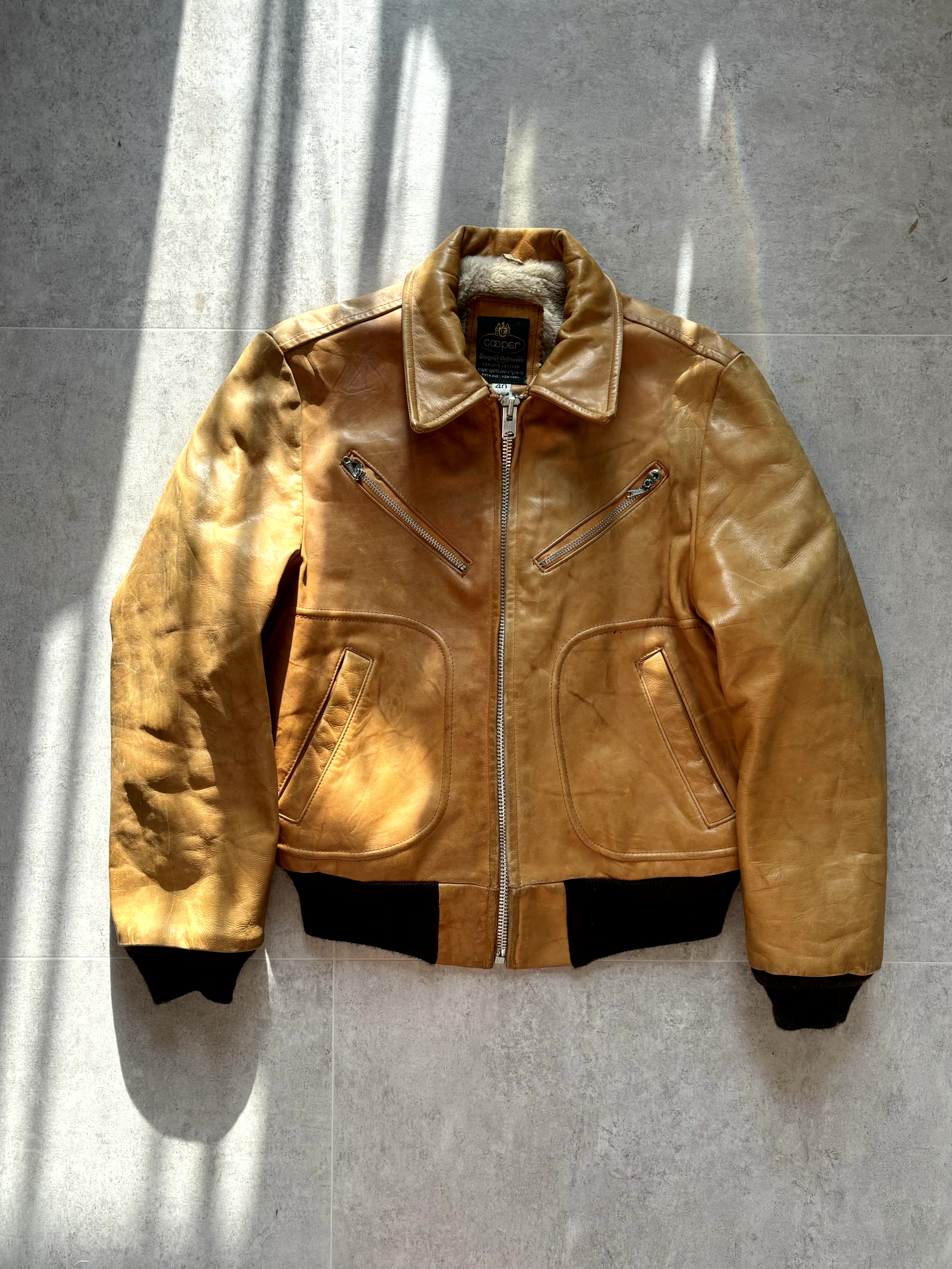 60&#039;s Cooper Shearling Lined Leather Jacket 40(100) - 체리피커