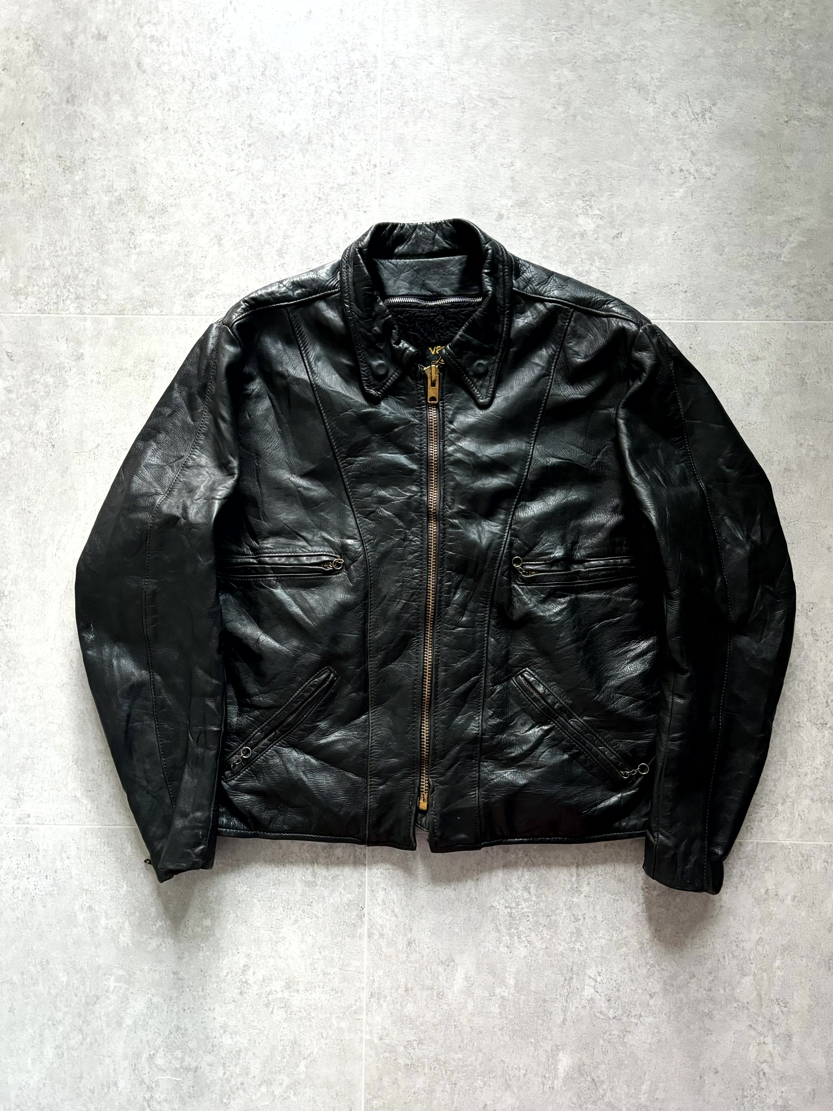 70&#039;s VANSON Motorcycle Leather Jacket 46(105) - 체리피커