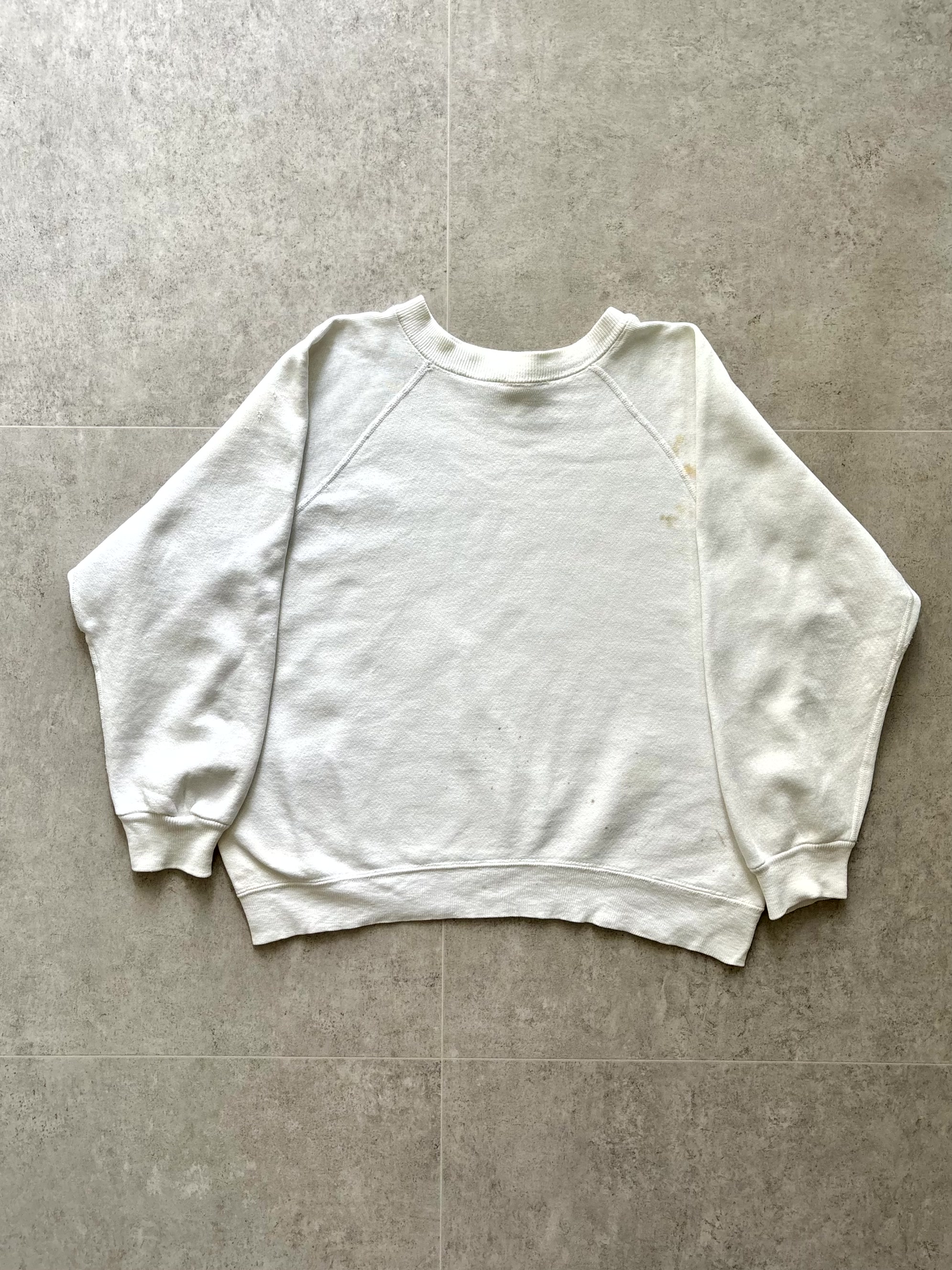 60&#039;s Vintage White Plain Sweatshirt 100~105 Size - 체리피커
